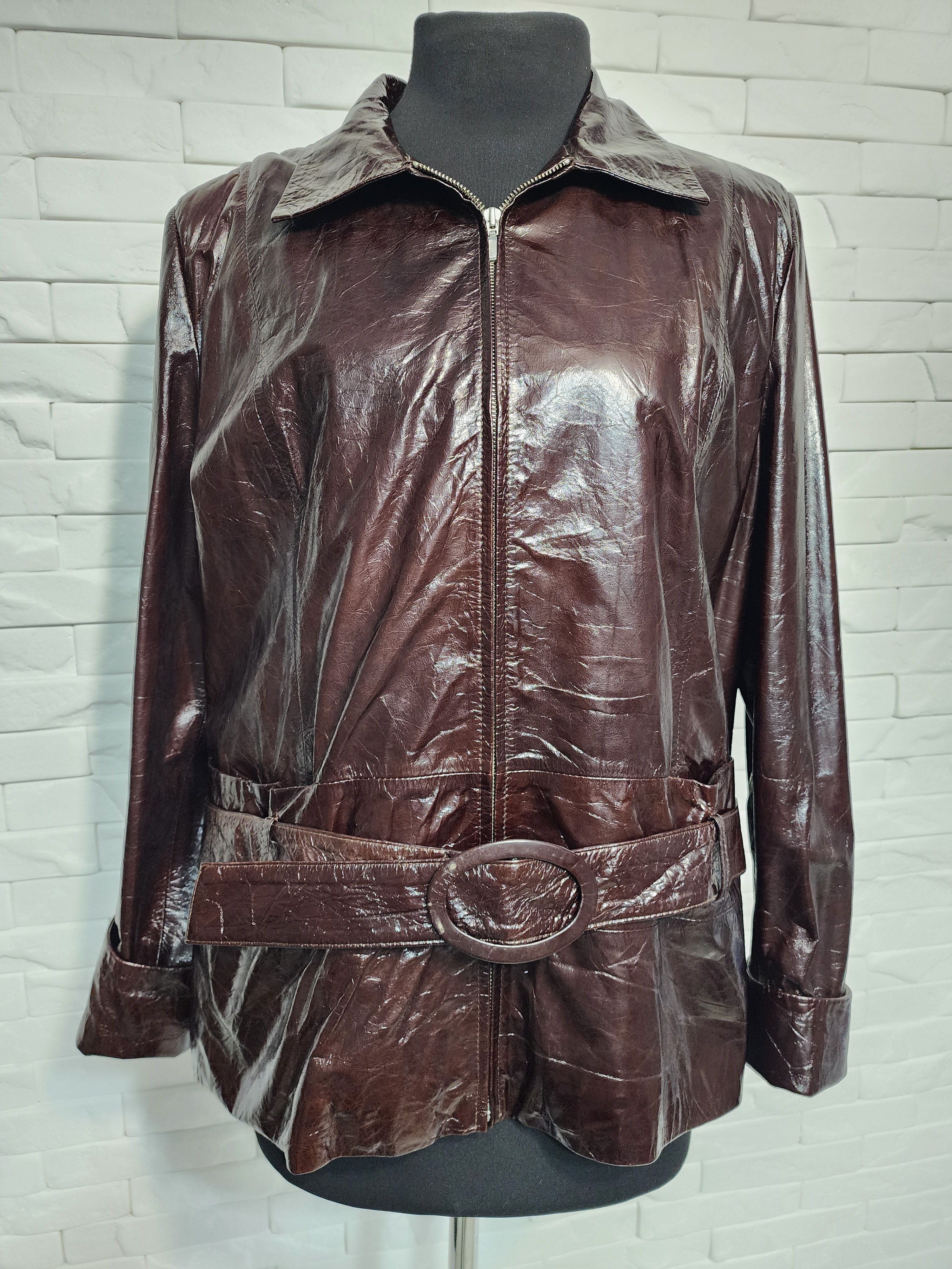 Genuine Leather Brown Leather Jacket: Women's Coat Size 3XL / US 20-22 - 1 Thumbnail