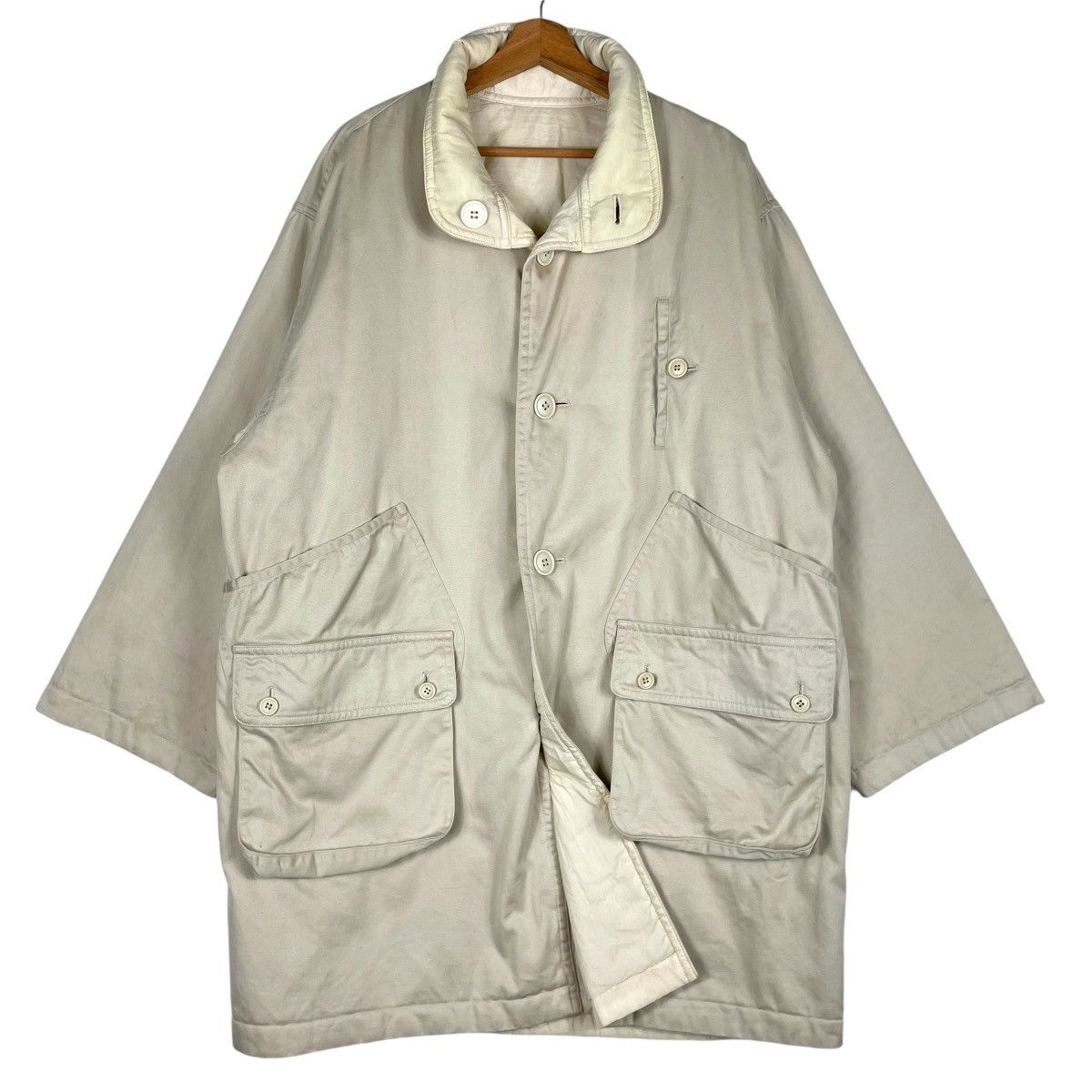 Issey Miyake ARCHIVES💥 80s BOXY COAT ISSEY MIYAKE BUTTON LONG JACKET Size US L / EU 52-54 / 3 - 3 Thumbnail