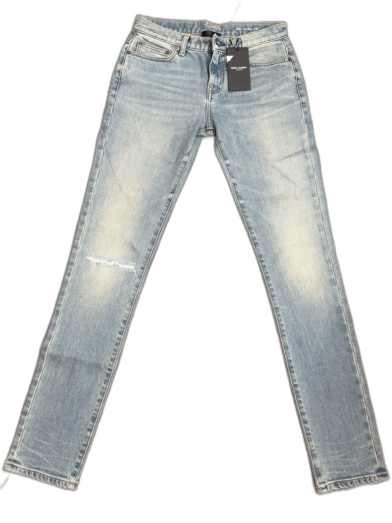 Yves Saint Laurent YSL Distressed Washed Denim Jeans- Size US 27 - 1 Thumbnail