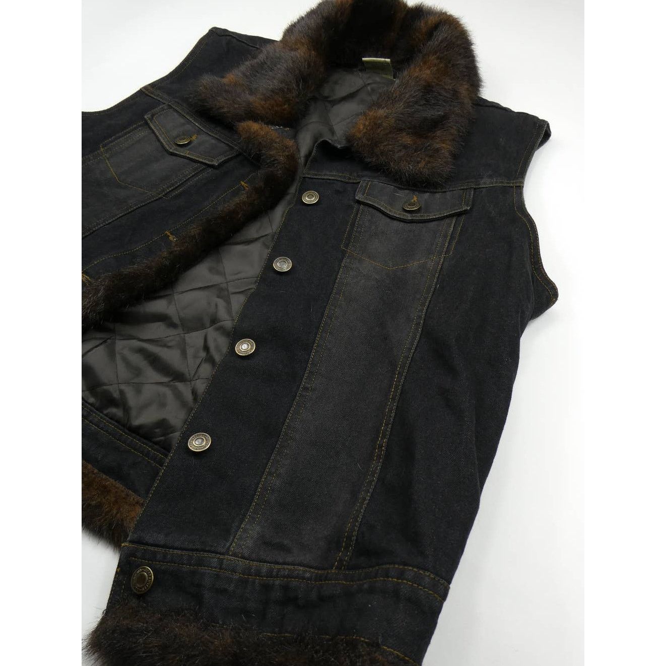 St. Johns Bay vintage St. John's Bay fur collar denim vest, XL Size XL / US 12-14 / IT 48-50 - 2 Thumbnail