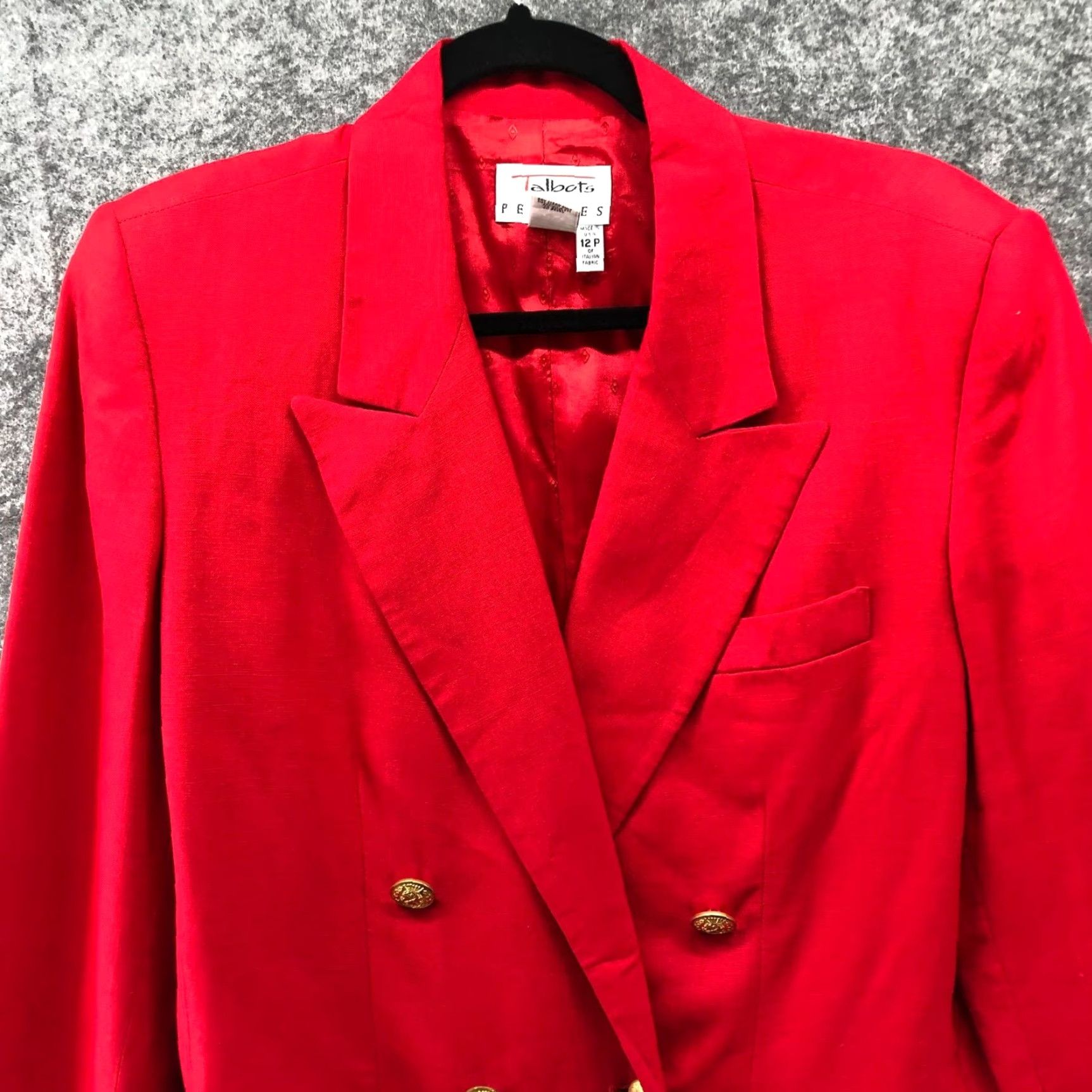 Talbots VINTAGE Talbots Blazer Womens 12P Red Linen Blend Double Breasted Gold Button Jacket Size XL / US 12-14 / IT 48-50 - 4 Thumbnail