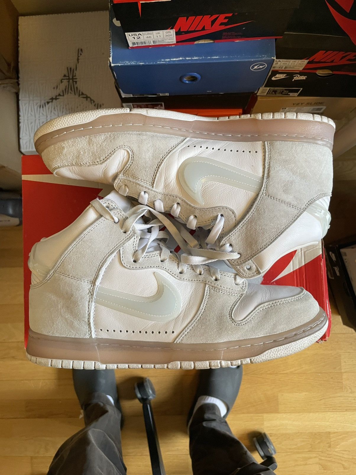 100% Original Nike x Slam Jam Dunk High White Pure Platinum