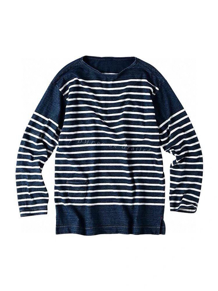 45rpm 45R Blue White Stripe Long Sleeve Top Size US M / EU 48-50 / 2 - 1 Thumbnail