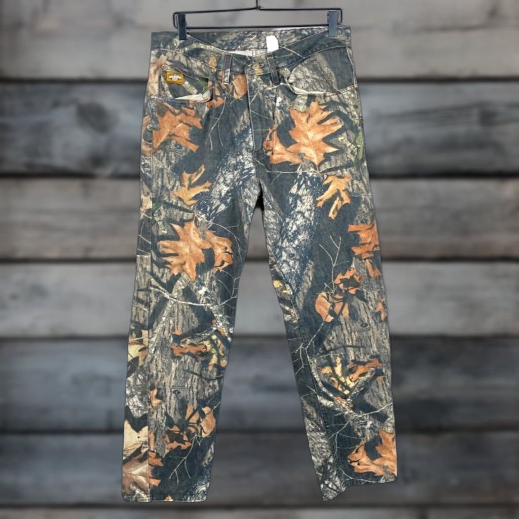 Vintage VINTAGE Diamond Cut Men's Jeans Camouflage 34 x 30 Mossy Oak Break Up Cotton Denim Straight 90s Retro Natural Size US 34 / EU 50 - 1 Thumbnail