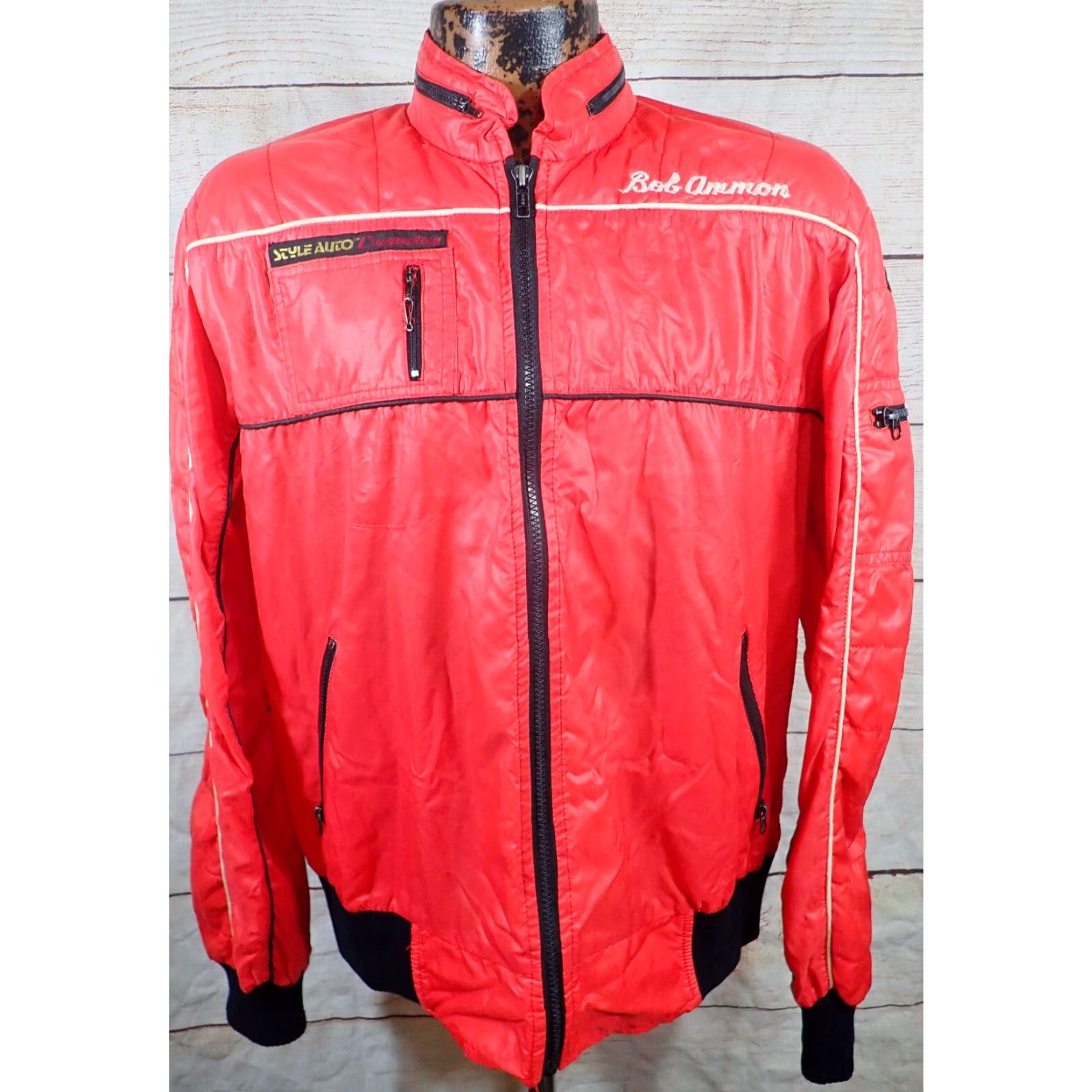 Vintage VINTAGE 70s Style Auto Competition Racing Satin Jacket Windbreaker 1 World Champion Red Large Men's Size US L / EU 52-54 / 3 - 3 Thumbnail