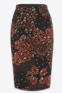 Saint Laurent Paris oc11z1125 Pencil Skirt in 70's Floral Silk Muslin Multicolor Size 25" / US 0 / IT 36 - 1 Thumbnail