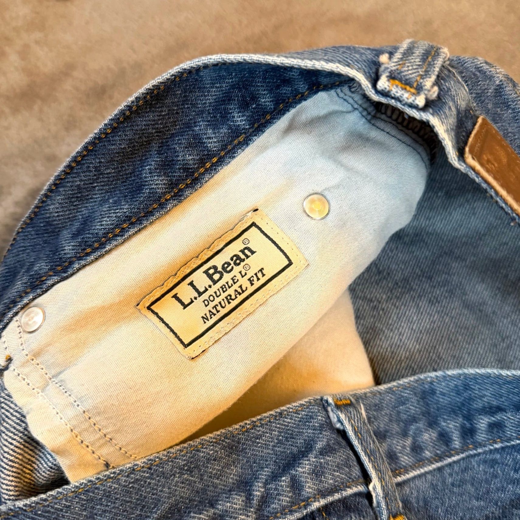 Vintage LL Bean Upland Field Jeans Denim Blue Olive Canvas 5-Pocket Mens 35x29 Straight Jeans Mens Regular Denim Cotton Size US 35 - 2 Thumbnail