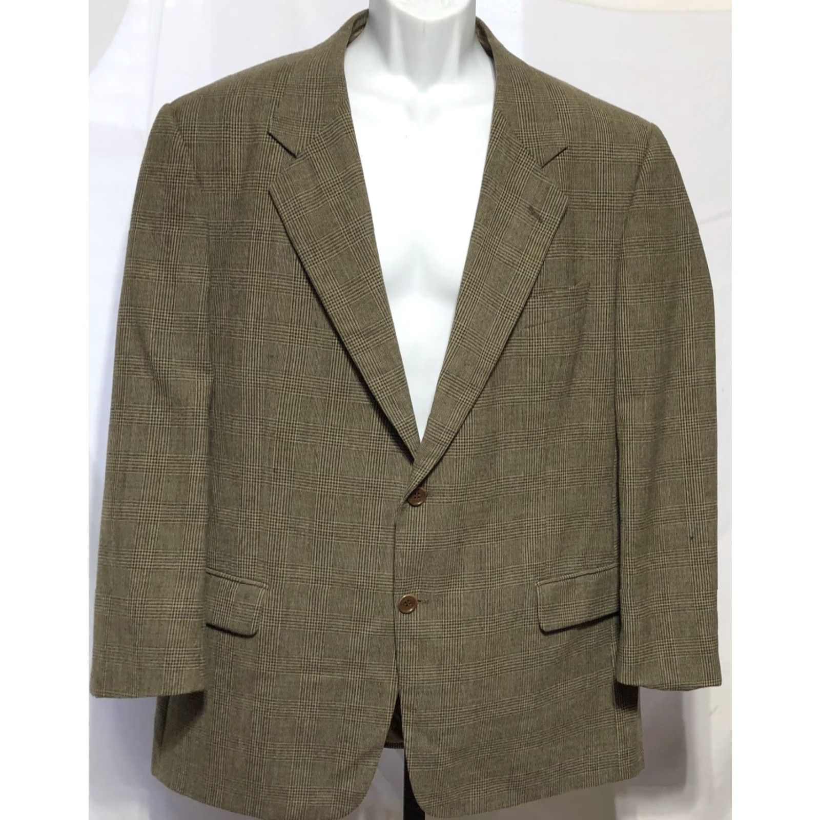 Valentino VINTAGE Valentino blazer jacket US 46R Eur 56R Brown Plaid Wool Men Blazer 80s 90s Notch Lapel Size 46R - 2 Thumbnail