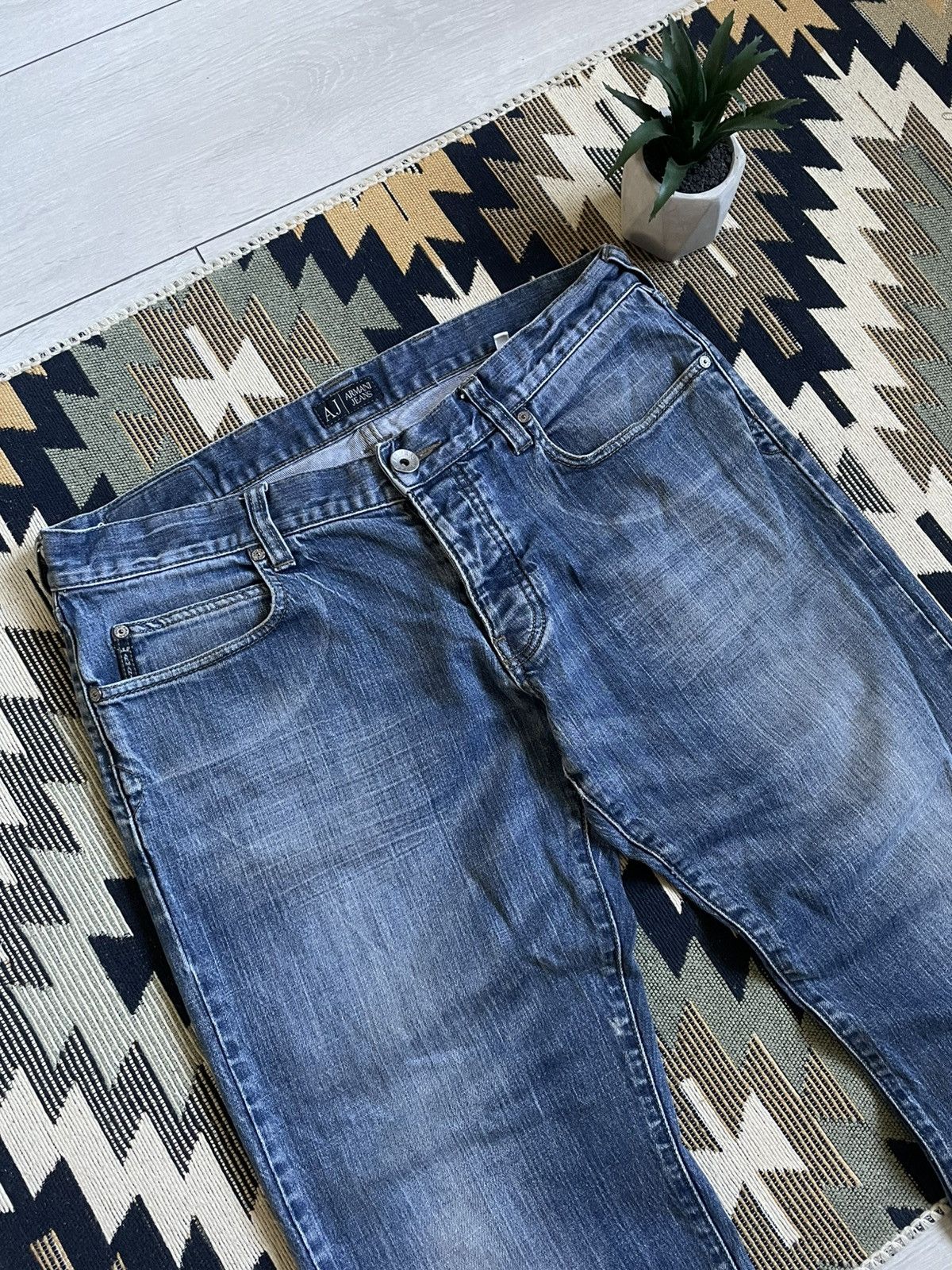Armani × Vintage Vintage Armani Matal Logo Denim Jeans Size US 33 - 8 Thumbnail