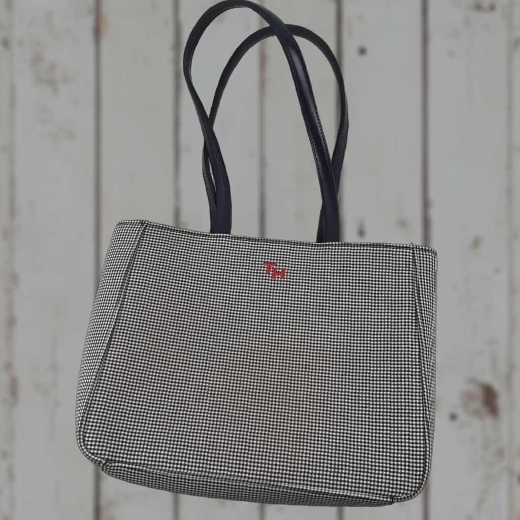 Tommy Hilfiger Tommy Hilfiger Tote Bag Women Medium Blue/White Checkered Cotton Designer Casual Travel Size ONE SIZE - 1 Thumbnail
