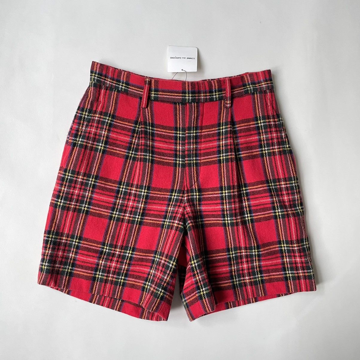 image of Comme Des Garcons x Junya Watanabe A/w 10 Punk Tartan Check Wool Shorts in Red Tartan, Women's (Siz
