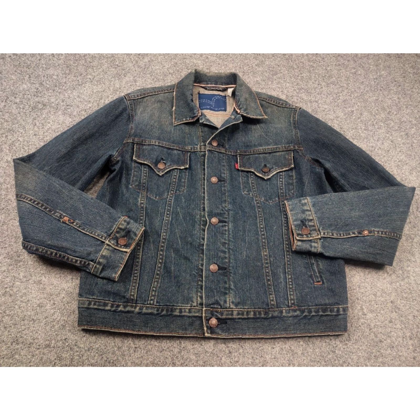 Levi's VINTAGE Levi's Trucker Jacket Slim Selvedge 90s Denim Blue Jacket Mens L XS? Size US L / EU 52-54 / 3 - 4 Thumbnail