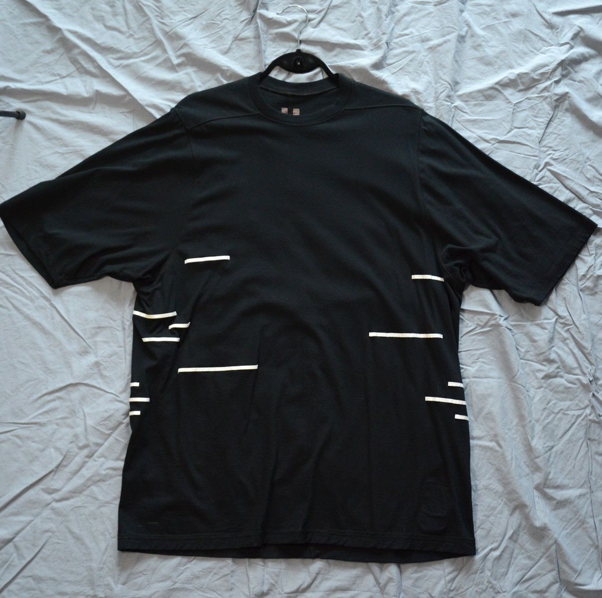 image of Rick Owens Osfm Lines Tshirt in Black, Men's (Size Large)