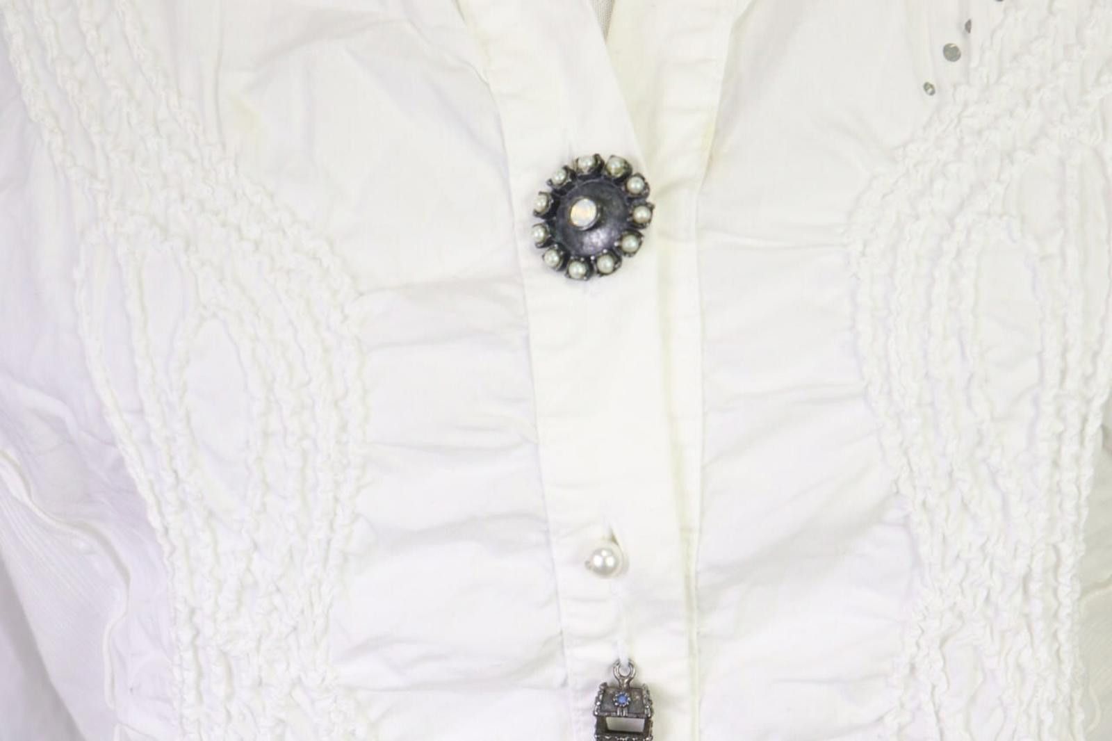 Designer Elisa Cavaletti White Designer Shirt Blouse Tunic Size 2 Size XS / US 0-2 / IT 36-38 - 3 Thumbnail