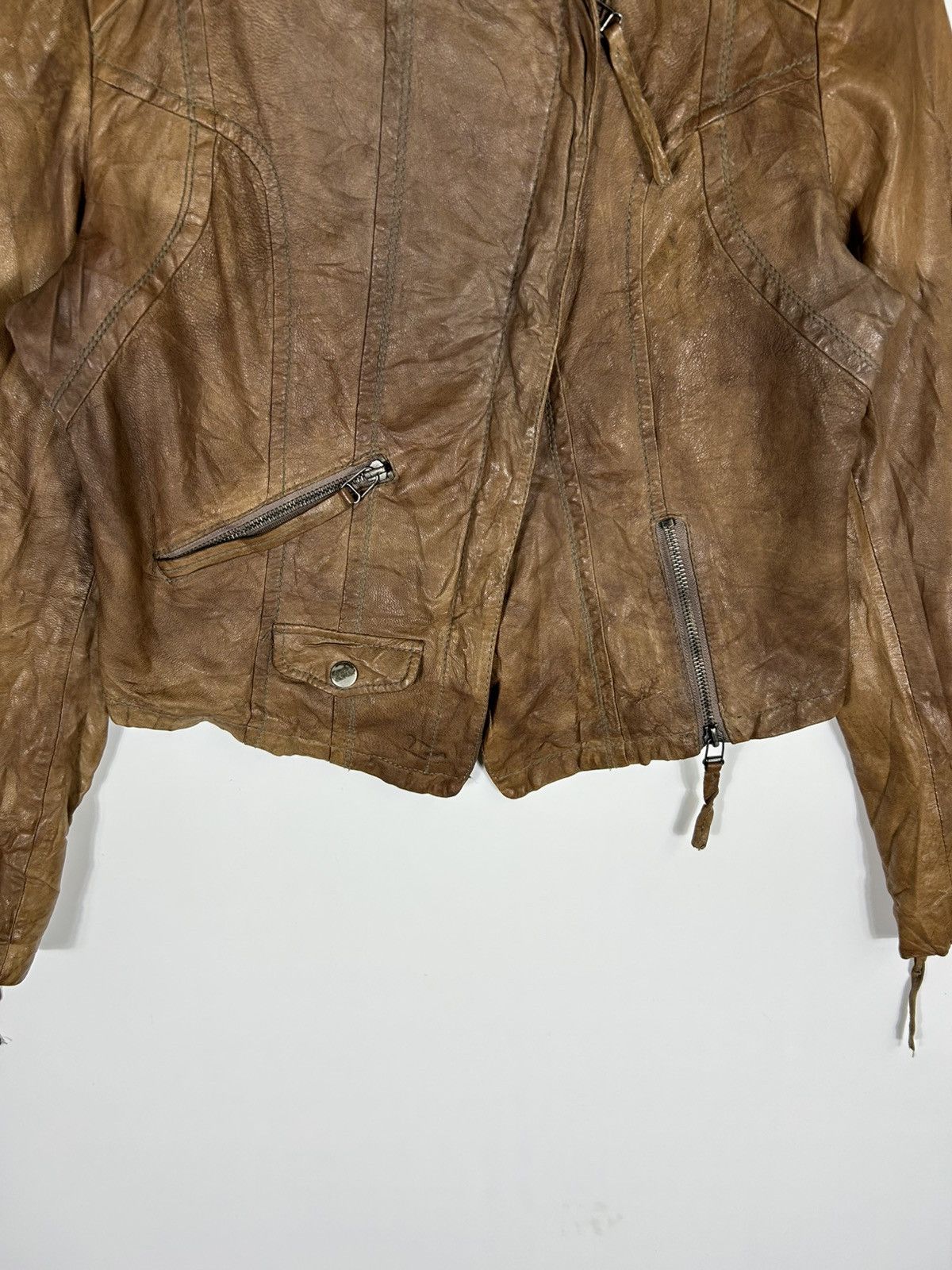 Japanese Brand ⚡️Vintage Sheepskin Leather Zipper Biker Jacket Size M / US 6-8 / IT 42-44 - 5 Thumbnail
