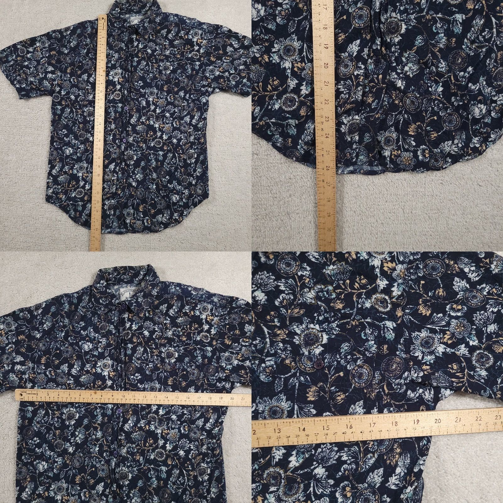 Vintage VINTAGE Solutions Shirt Women's Large Blue Floral Button Up Short Sleeve Rayon Casual Size L / US 10 / IT 46 - 8 Thumbnail
