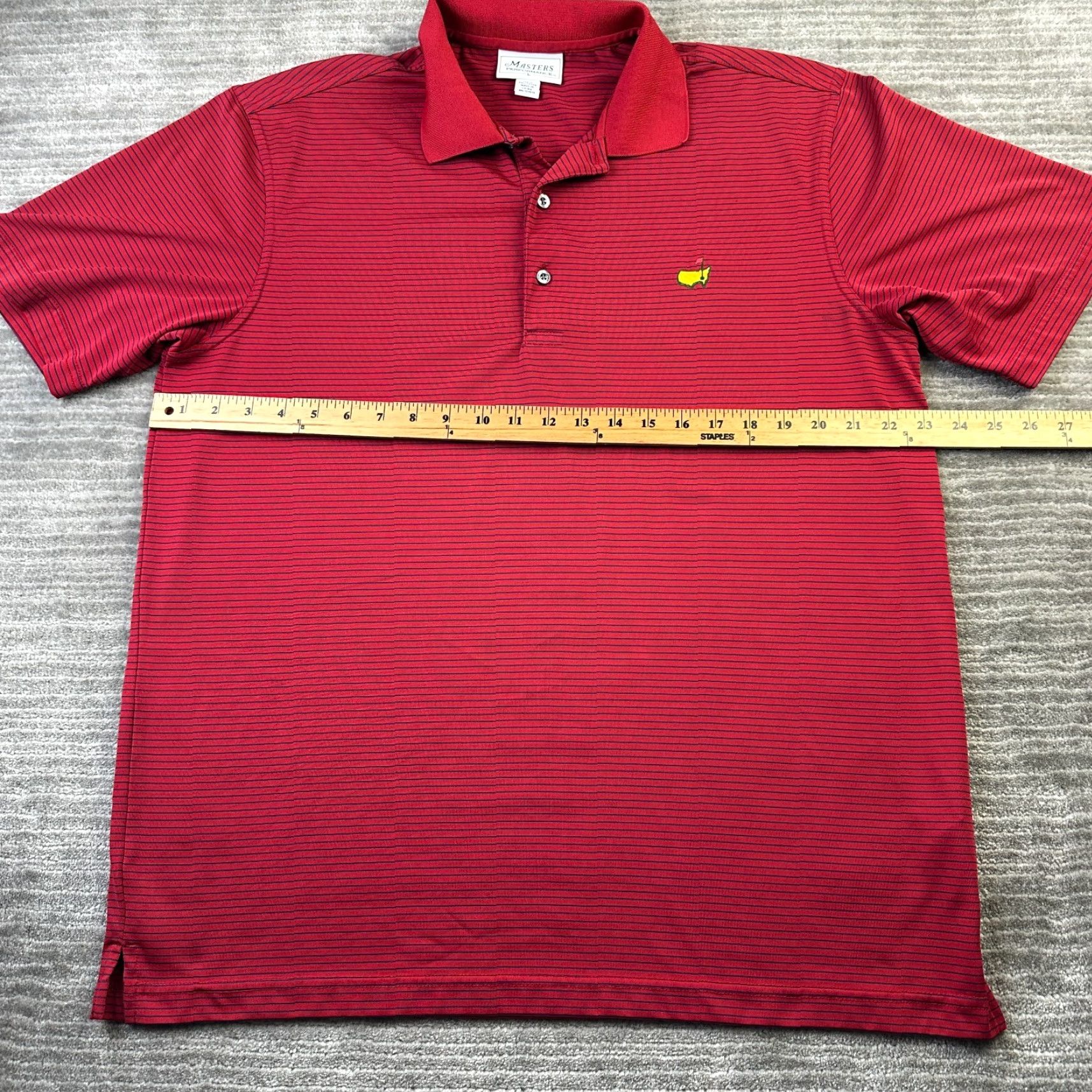 Vintage Masters Polo Shirt Mens L Red Striped Golf Performance Augusta National Adjustable Collar Short Sleeve Polo Size US L / EU 52-54 / 3 - 7 Thumbnail