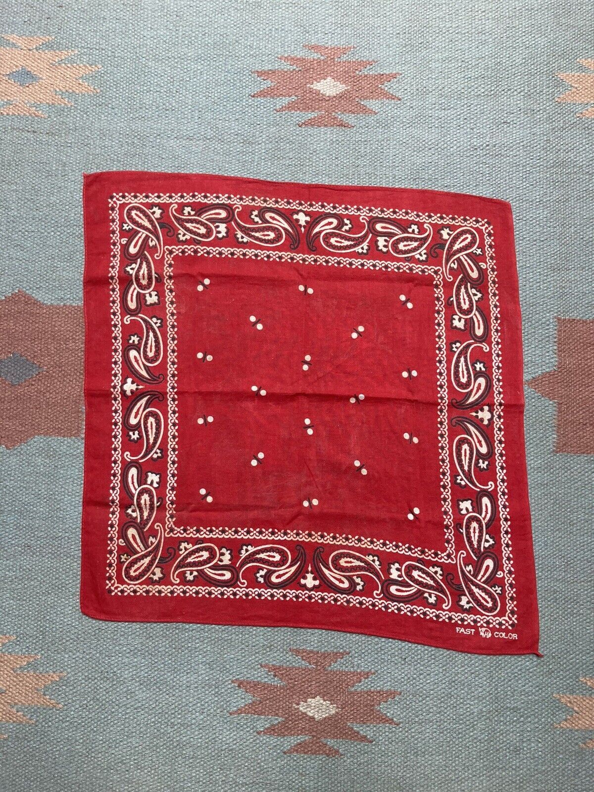 elephant bandana trunk down fast color paisley selvedge dots