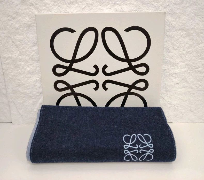 Loewe LOEWE Blue embroidered scarf Size ONE SIZE - 4 Thumbnail
