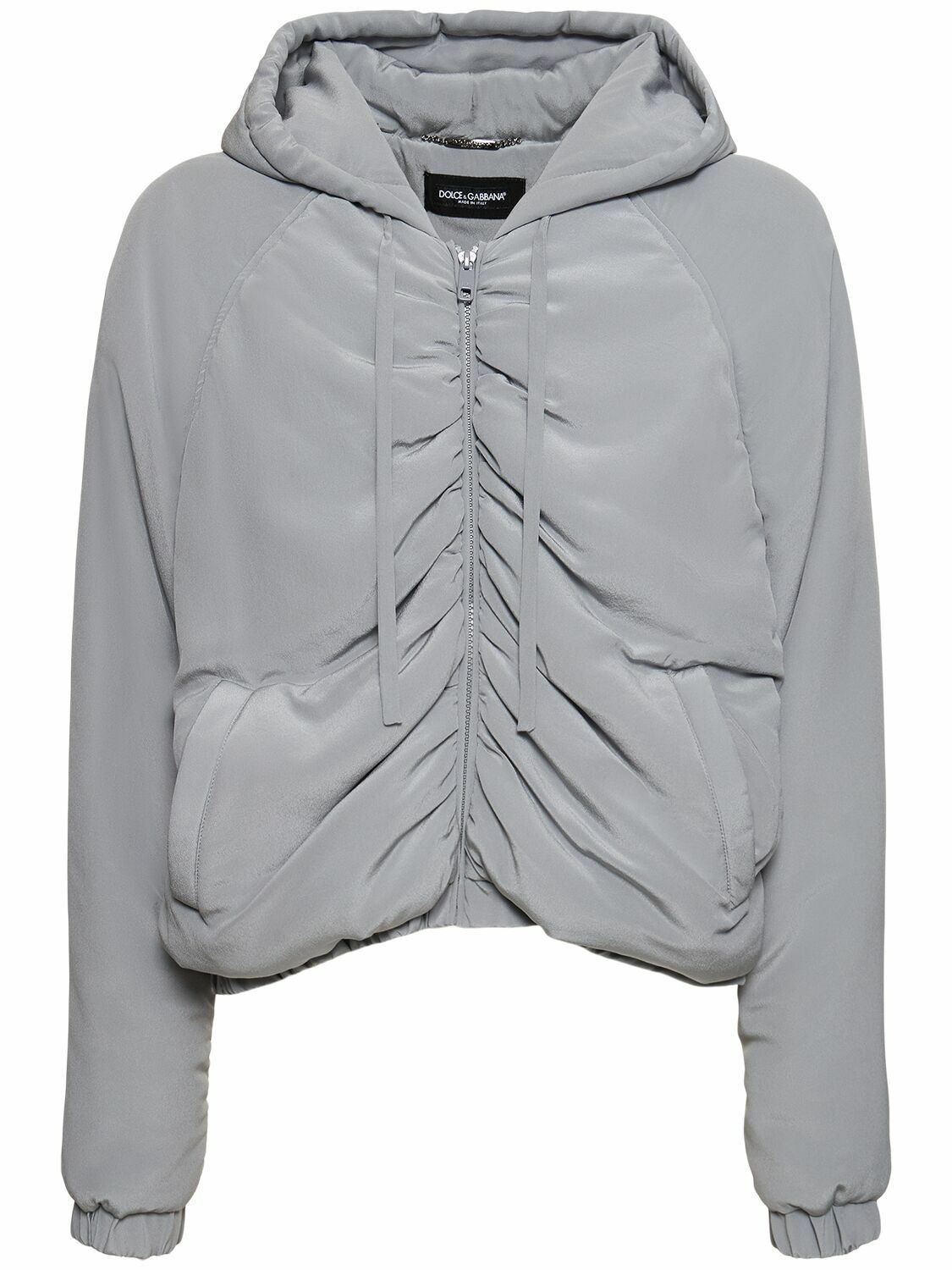Dolce & Gabbana o1s22i1n0924 Cropped Bomber Jacket in Grey Size US M / EU 48-50 / 2 - 1 Thumbnail
