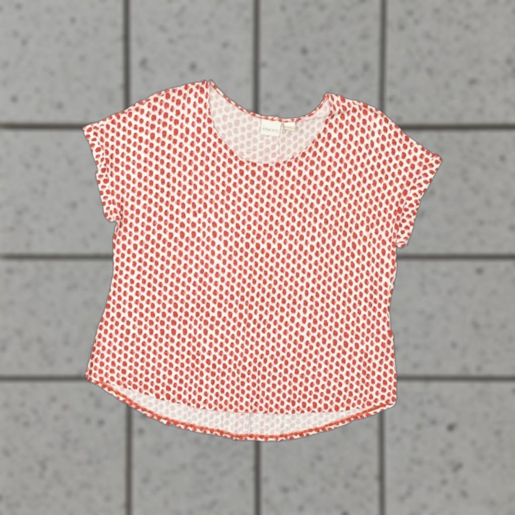Vintage Chico's Blouse Shirt Short Sleeve Red White Dotted Button Back Rayon Size 2 Womens Regular, Casual, Summer, Spring Size XS / US 0-2 / IT 36-38 - 1 Thumbnail