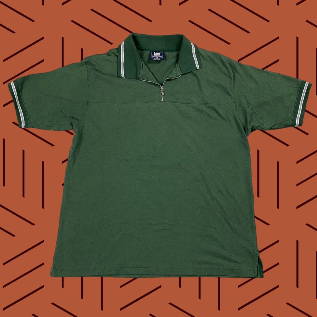Lee LEE SPORT Polo Shirt Mens XL Green Striped 1/4 Zip VINTAGE 90s Golf Lacrosse Retro Knit Cotton Shirt Mens Clothing Size US XL / EU 56 / 4 - 1 Thumbnail
