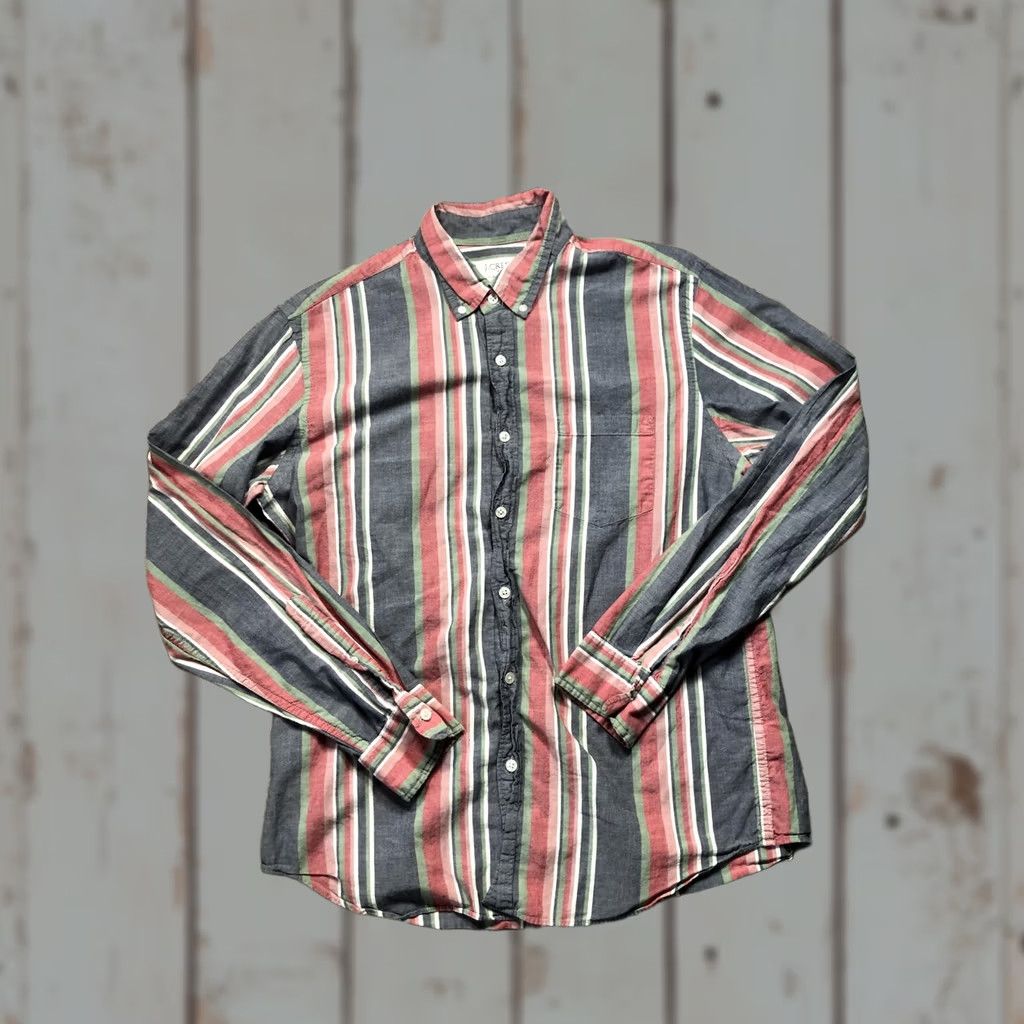 J.Crew J. Crew Madras Shirt Mens L Red Blue Striped Button-Down Long Sleeve G4134 Size US L / EU 52-54 / 3 - 1 Thumbnail