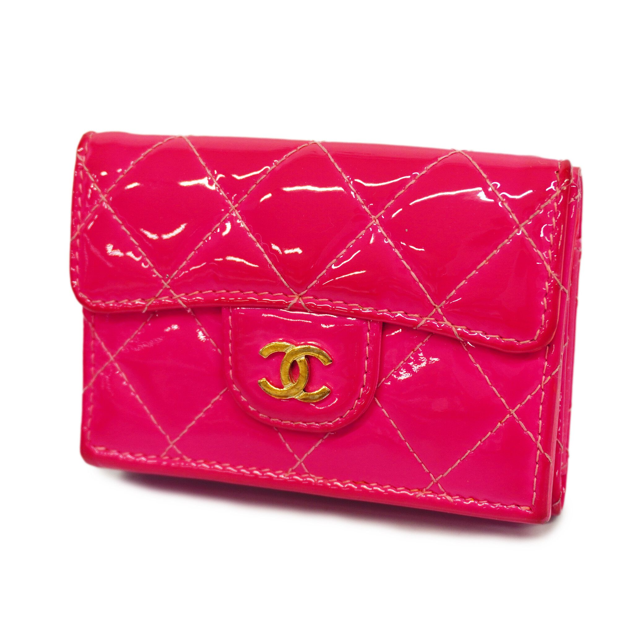 Authenticated Used Chanel mini matelasse bi-fold wallet lambskin