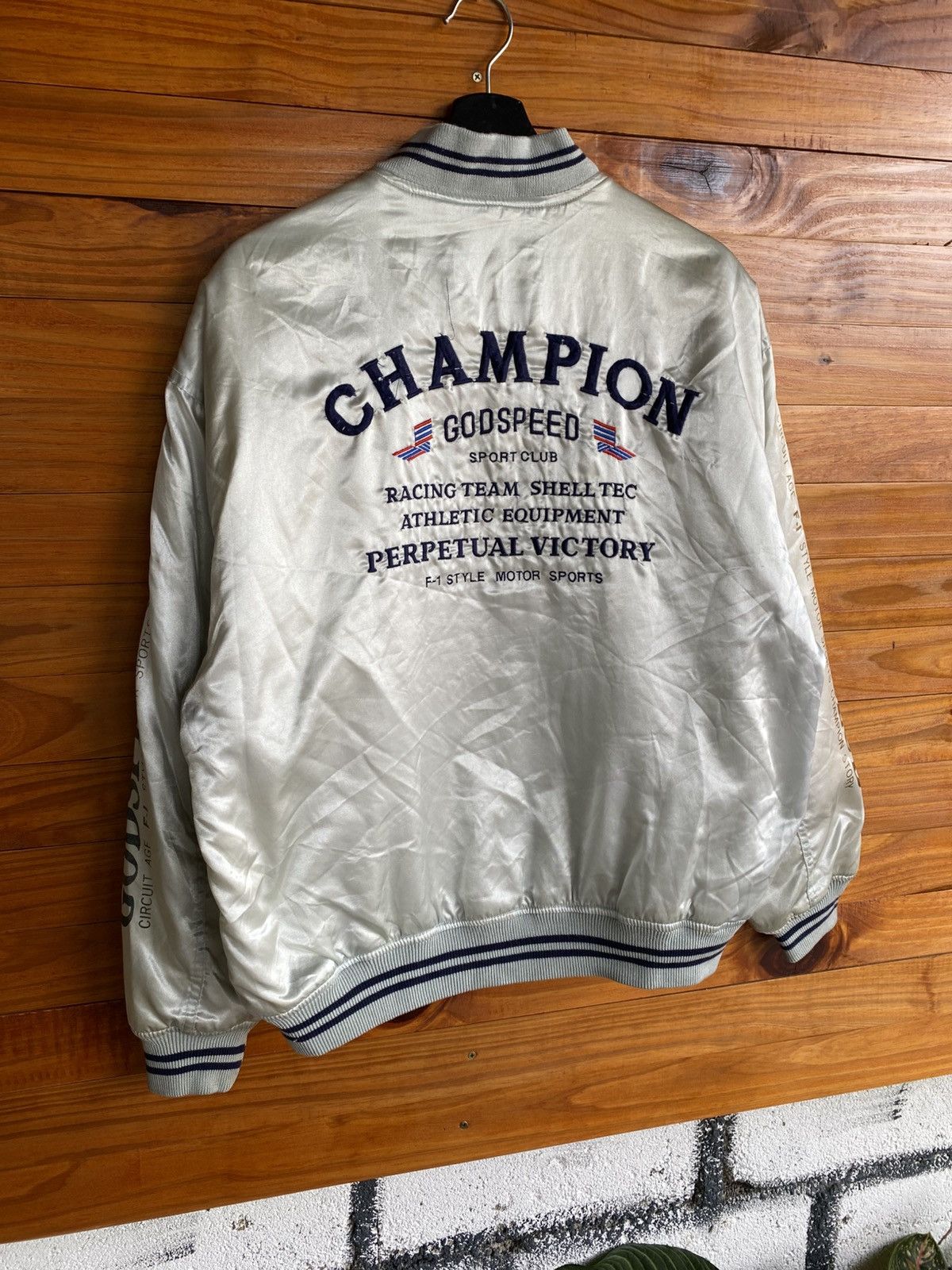 Godspeed Vintage British Club “Godspeed Champion” Satin Bomber Jacket Size US L / EU 52-54 / 3 - 11 Thumbnail