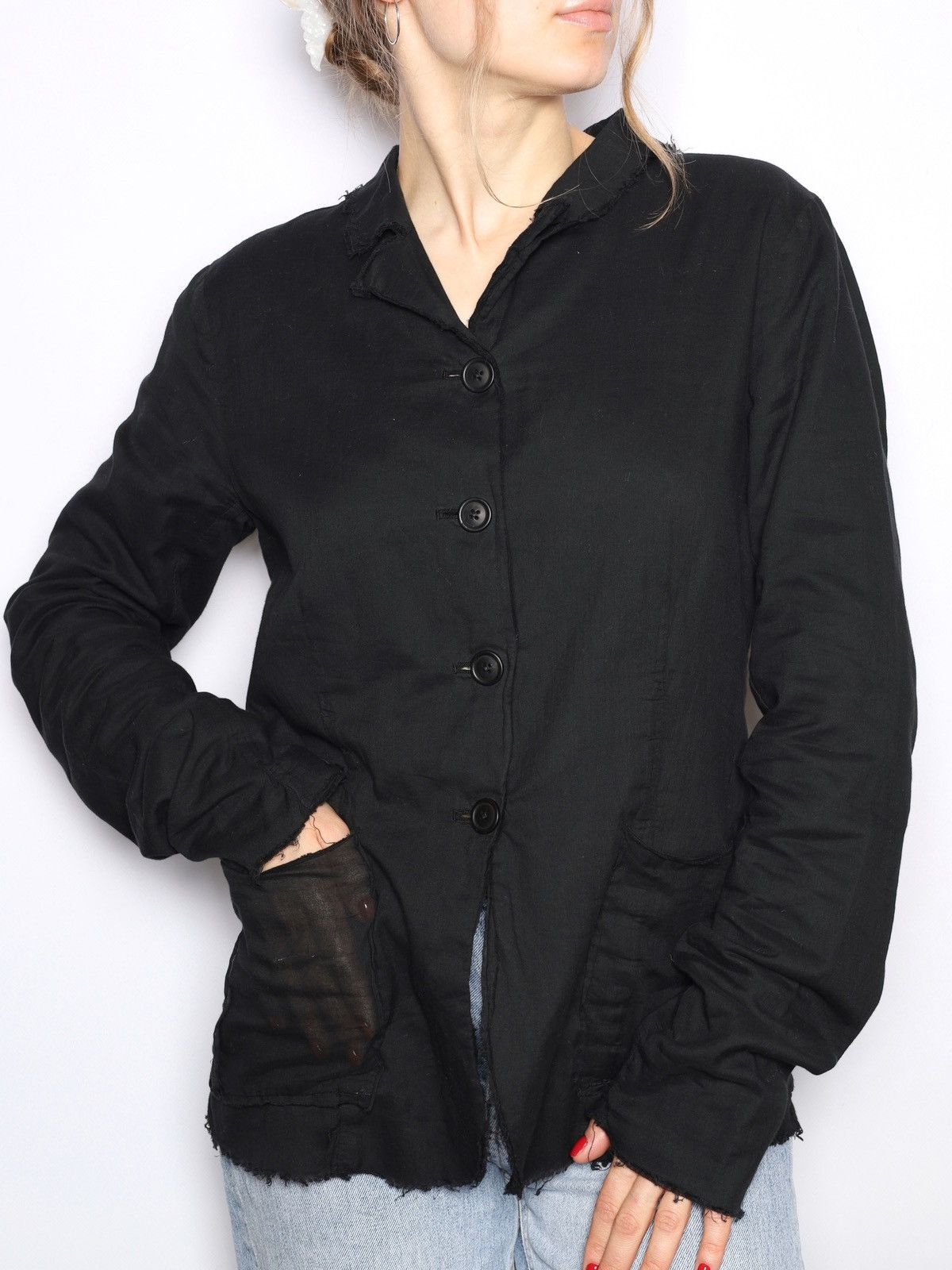 Rundholz Rundholz DIP Black Cotton Shirt Light Jacket Blazer Size S / US 4 / IT 40 - 3 Thumbnail