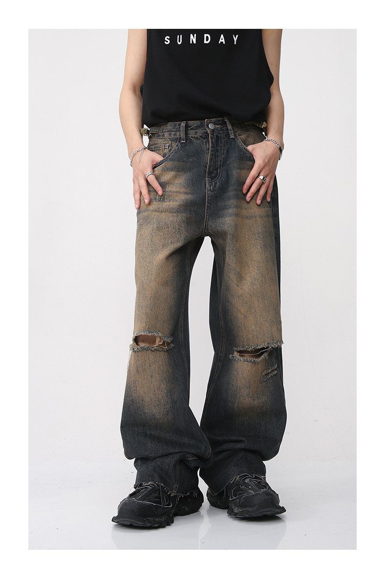 Japanese Brand × Jean Vintage washed distressed raw-edge jeans Size US 32 / EU 48 - 2 Thumbnail