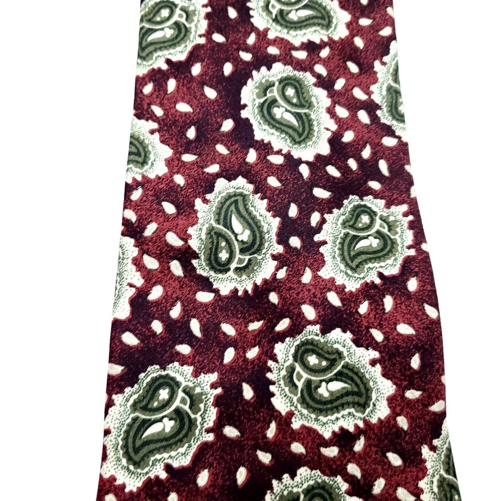 Joseph Abboud Joseph Abboud Silk Tie Print Brownish Red Floral Paisley Wid Size ONE SIZE - 2 Thumbnail