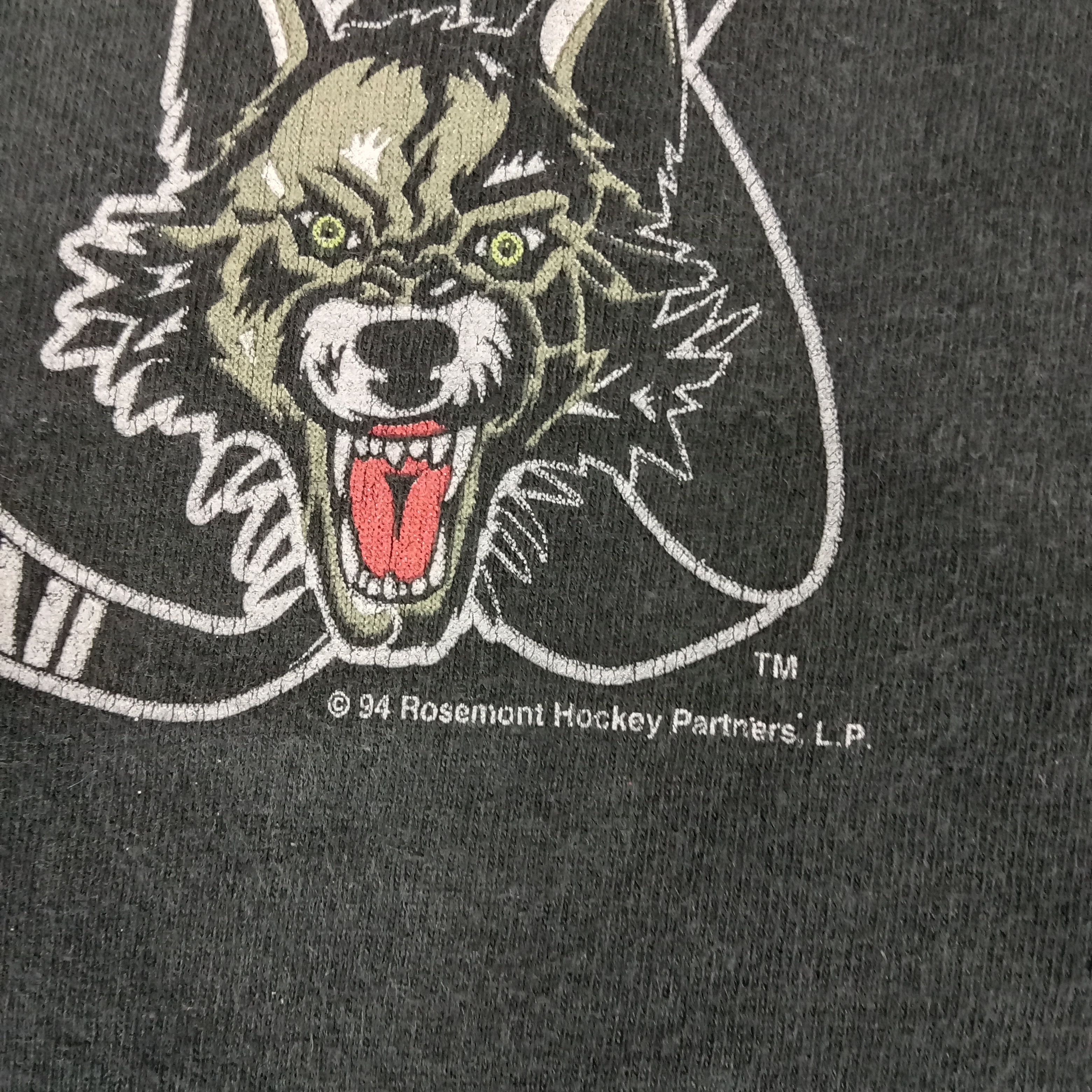NHL × Vintage Vintage 90's Chicago Wolves American Hockey NHL Tshirt Size US XXL / EU 58 / 5 - 6 Thumbnail