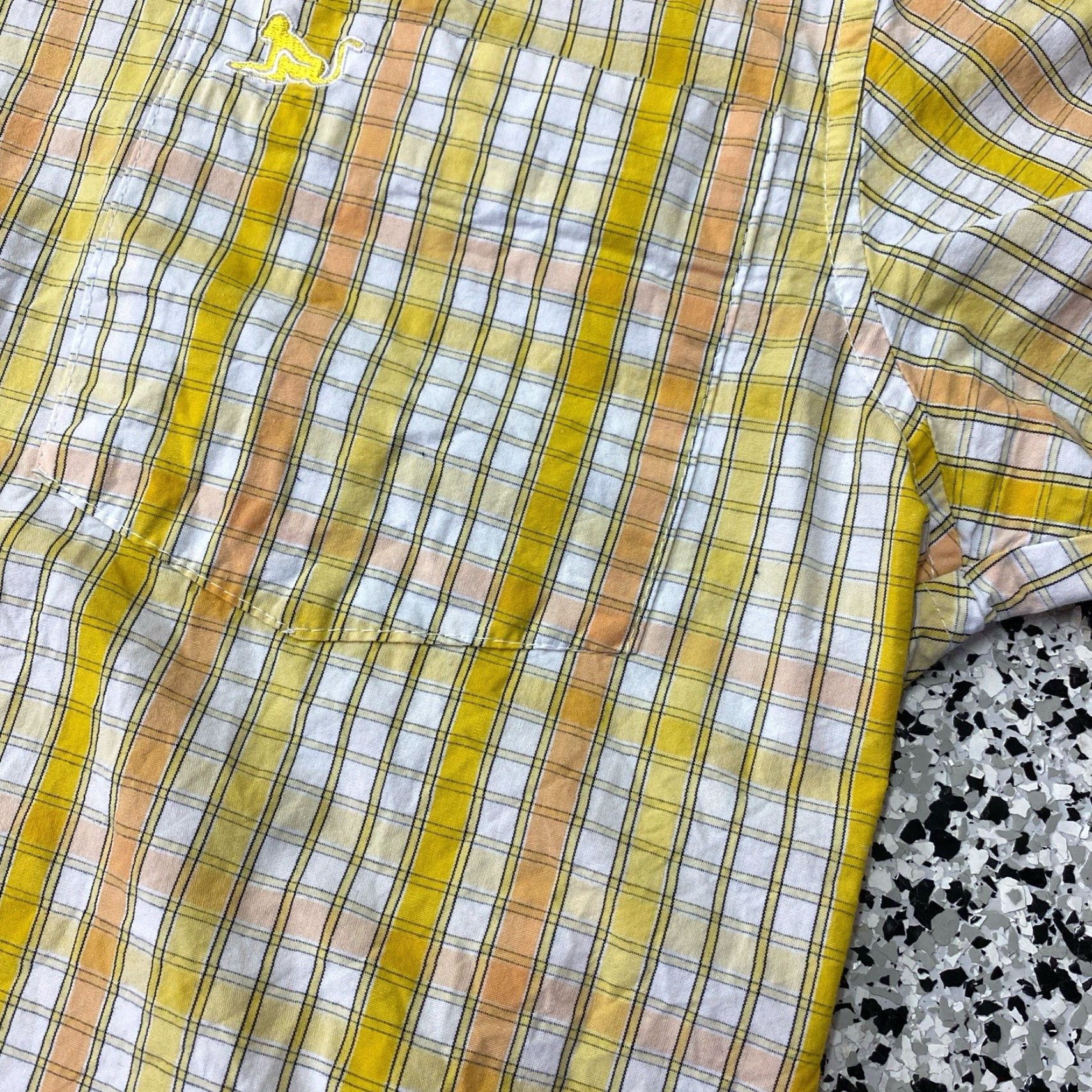 Vintage Drunknmunky Shirt Mens M Yellow Button Up Short Sleeve Checks Logo Size US M / EU 48-50 / 2 - 4 Thumbnail