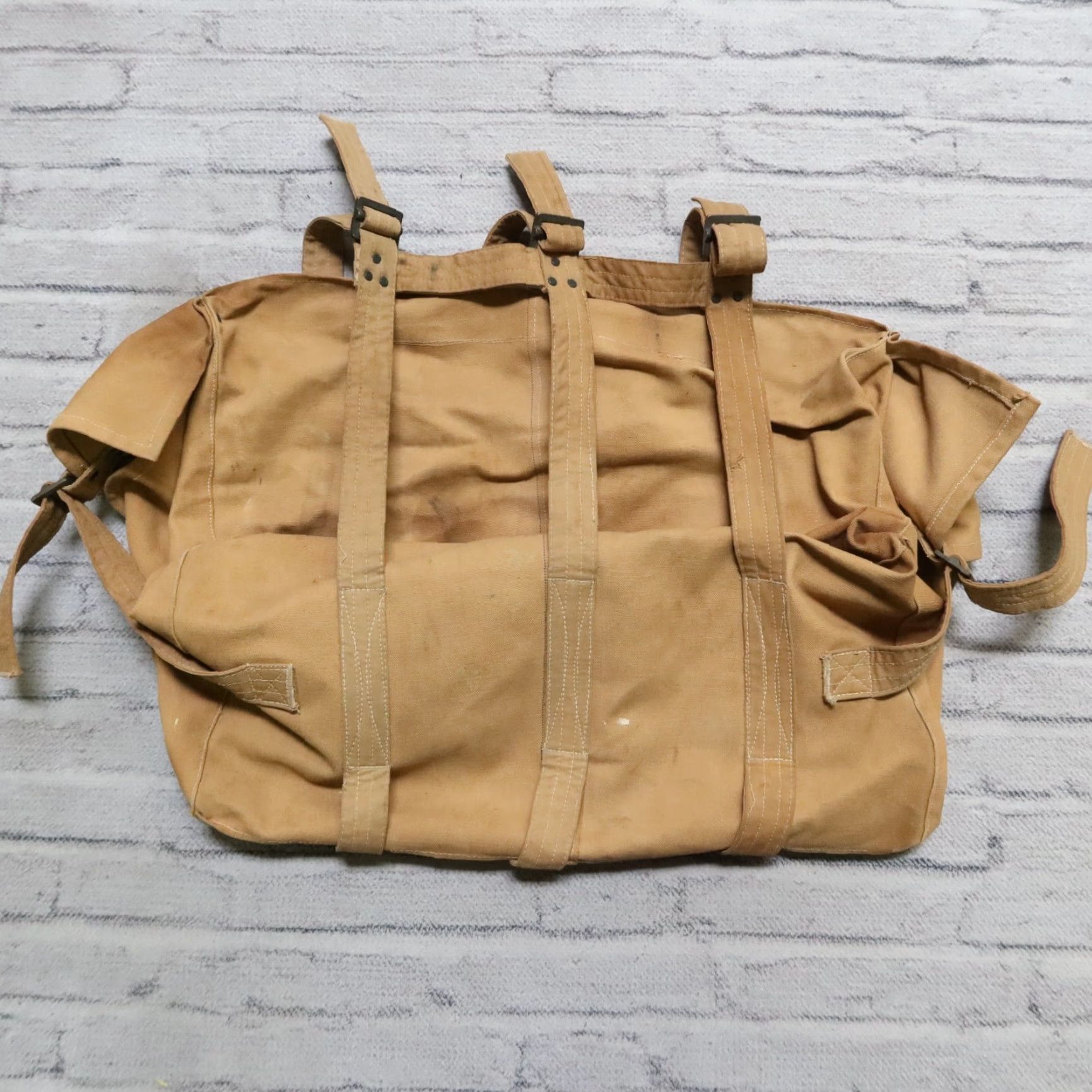 Vintage Vintage US Army Deployment Bag 1918 Canvas Duffle Brown Size ONE SIZE - 5 Thumbnail