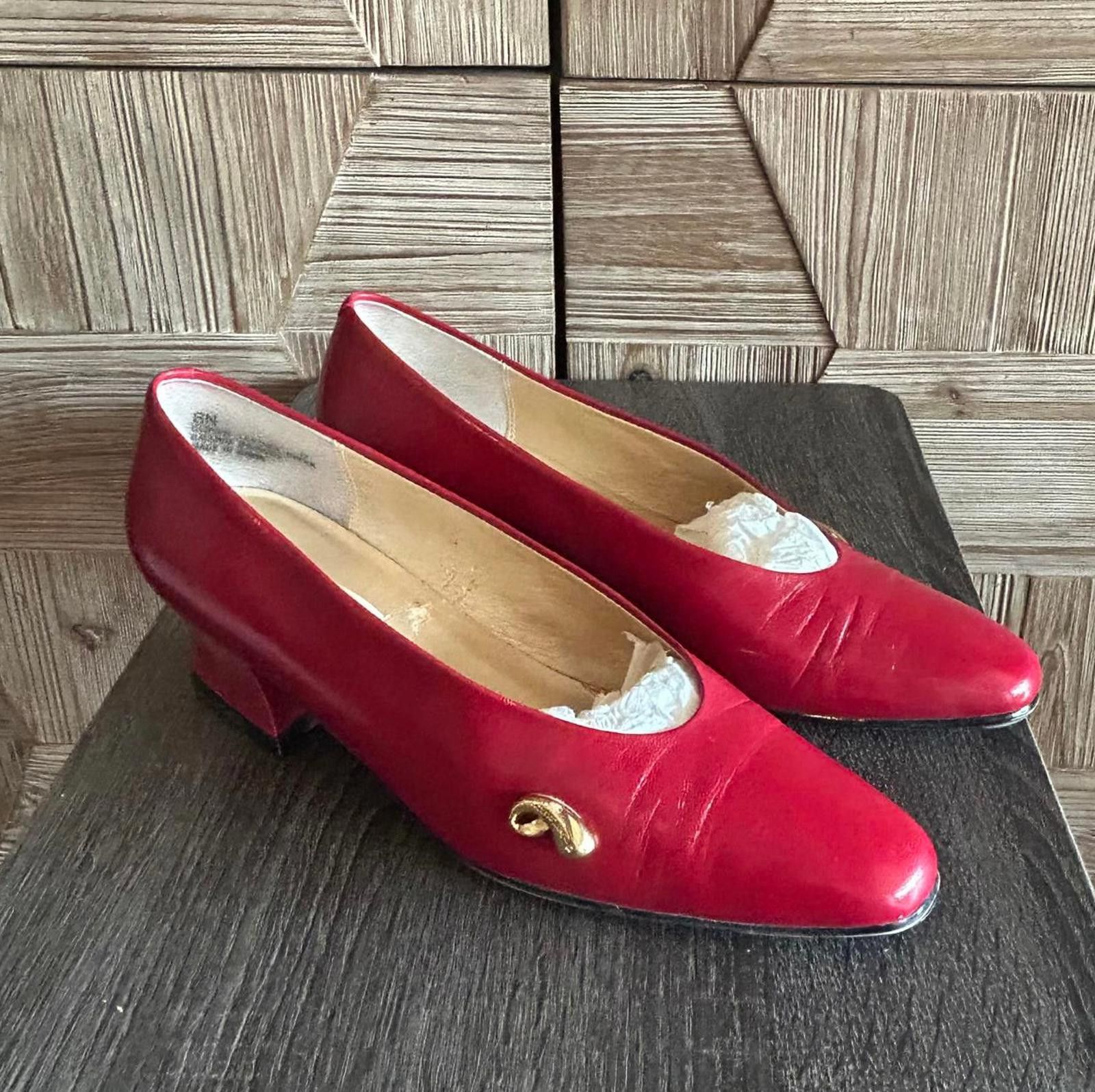 Designer Talbots Red Leather Block Heels Womens SIze 8 N Size US 8 / IT 38 - 4 Thumbnail