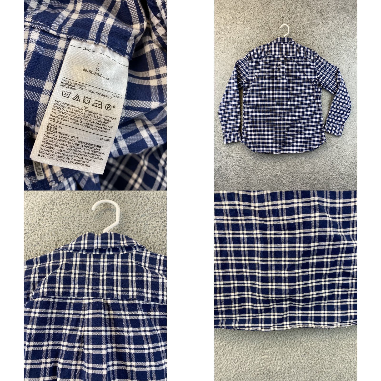 Gap Gap Shirt Men Large Blue Check Plaid Pocket Button-Up Casual Dress Shirt (Regular) Size US L / EU 52-54 / 3 - 8 Thumbnail