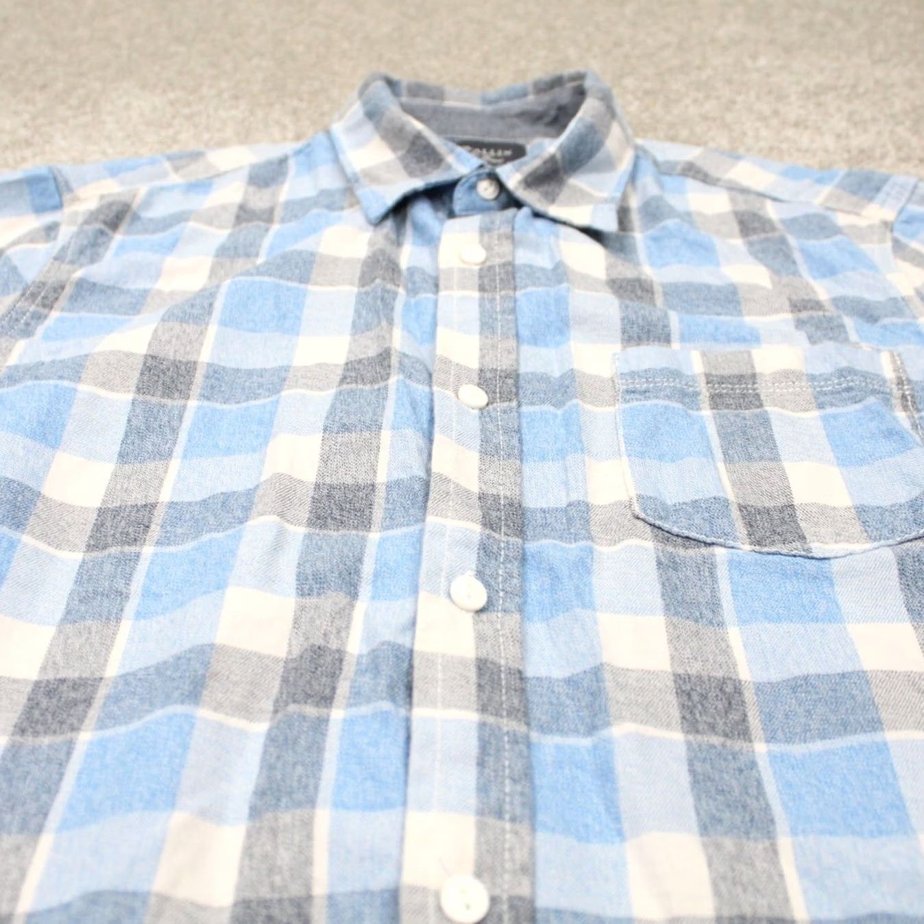 Vintage Wallin & Bros Shirt Mens Large Blue/White Plaid 100% Cotton Short Sleeve Button Up Size US L / EU 52-54 / 3 - 4 Thumbnail