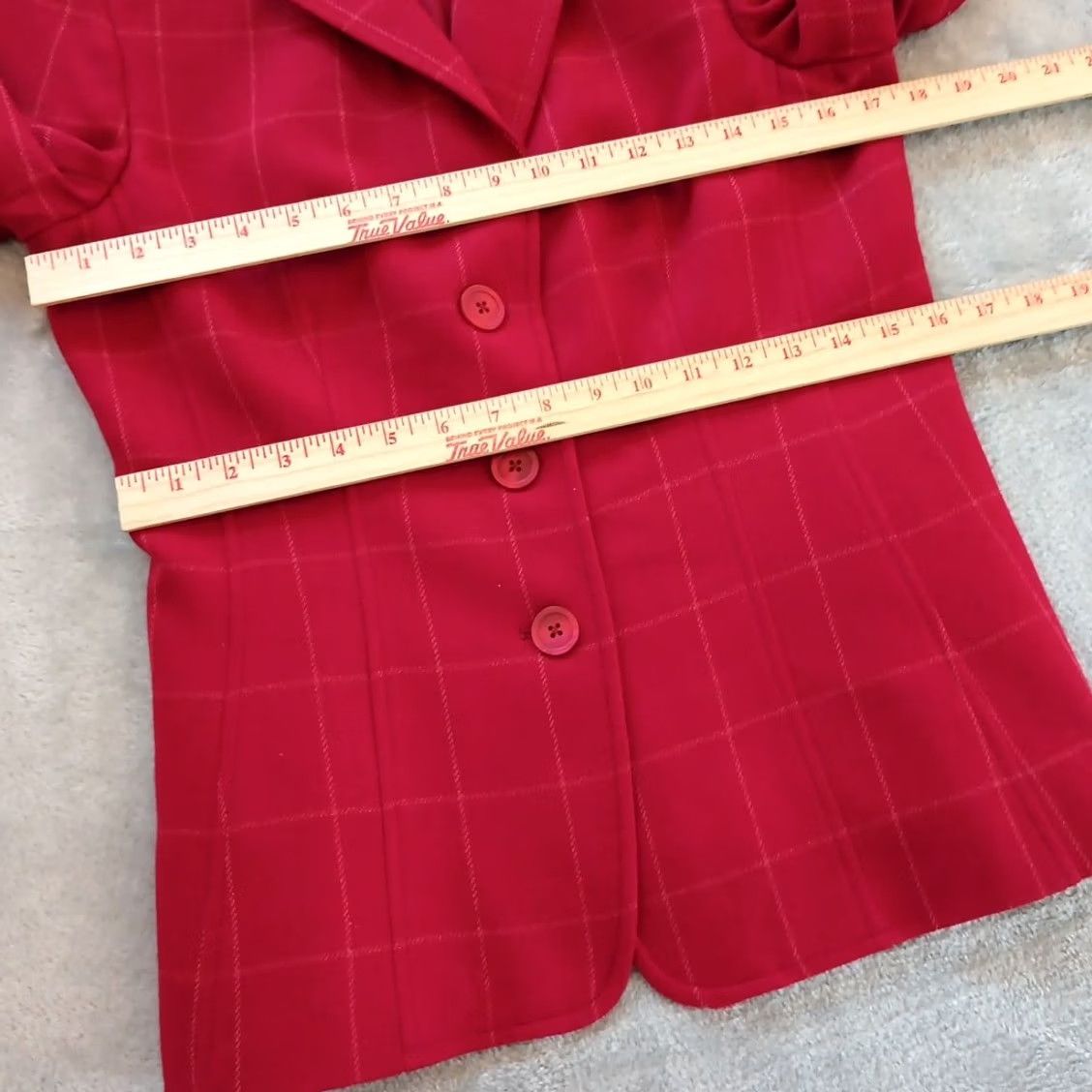 Talbots Talbots Petite Blazer Womens Size 6P Red Plaid Wool Blend Three-Button Notch Lapel Jacket Size M / US 6-8 / IT 42-44 - 5 Thumbnail