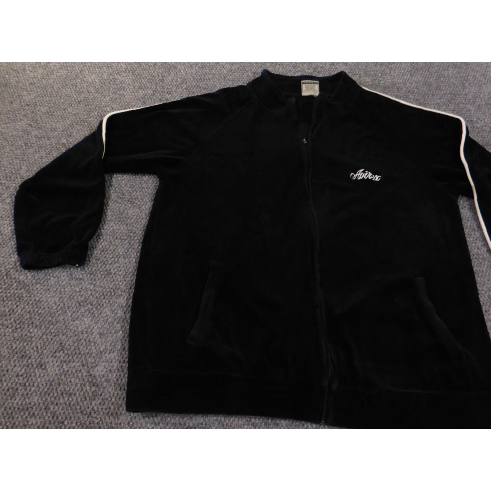 Avirex Avirex Jacket XL Blue Velour 90s Hip-Hop Mens Zip Stretch Size XL / US 12-14 / IT 48-50 - 3 Thumbnail