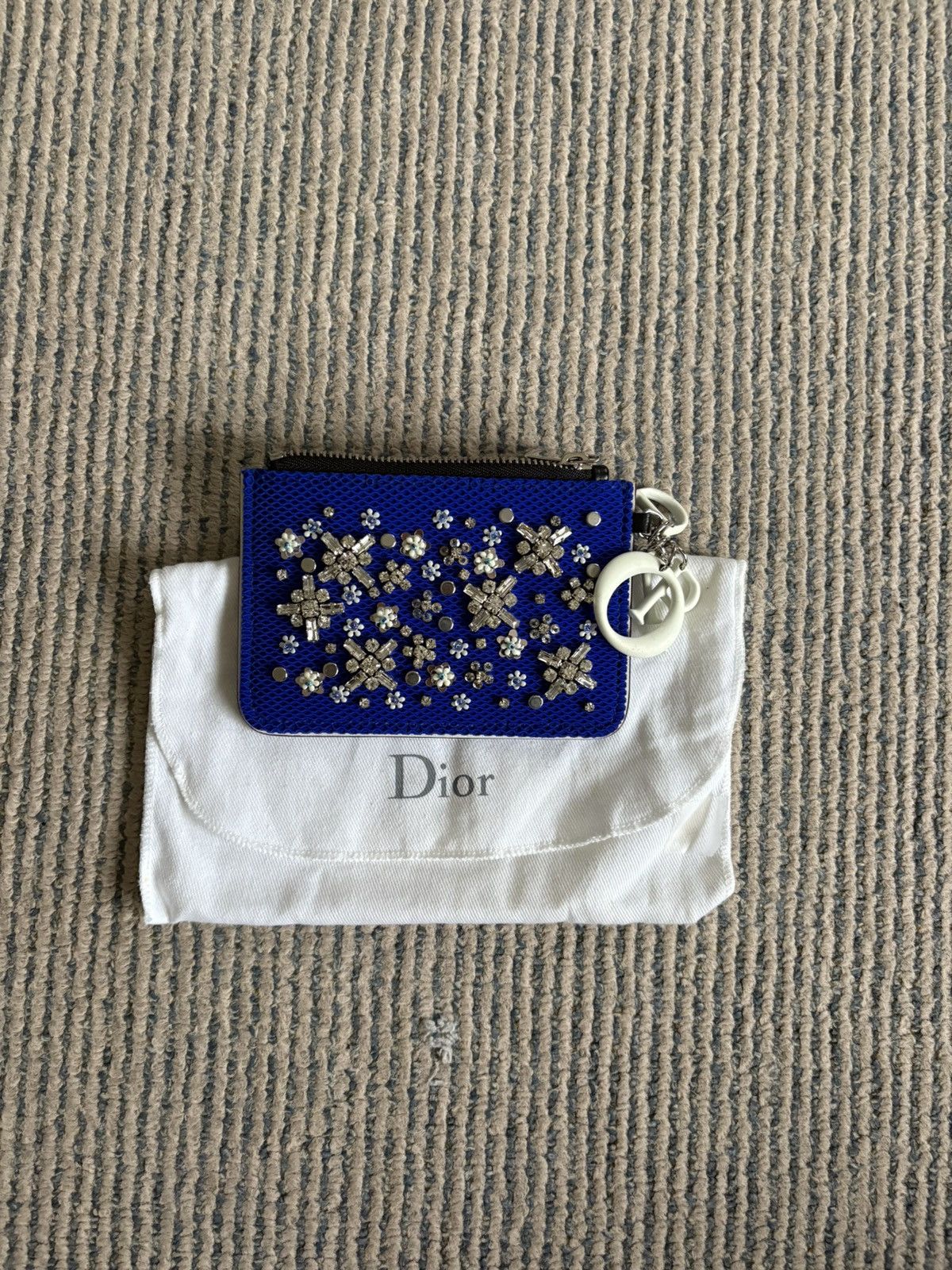 Dior Raf Simons Dior Blue Floral Embroidered Card Wallet Size ONE SIZE - 8 Thumbnail