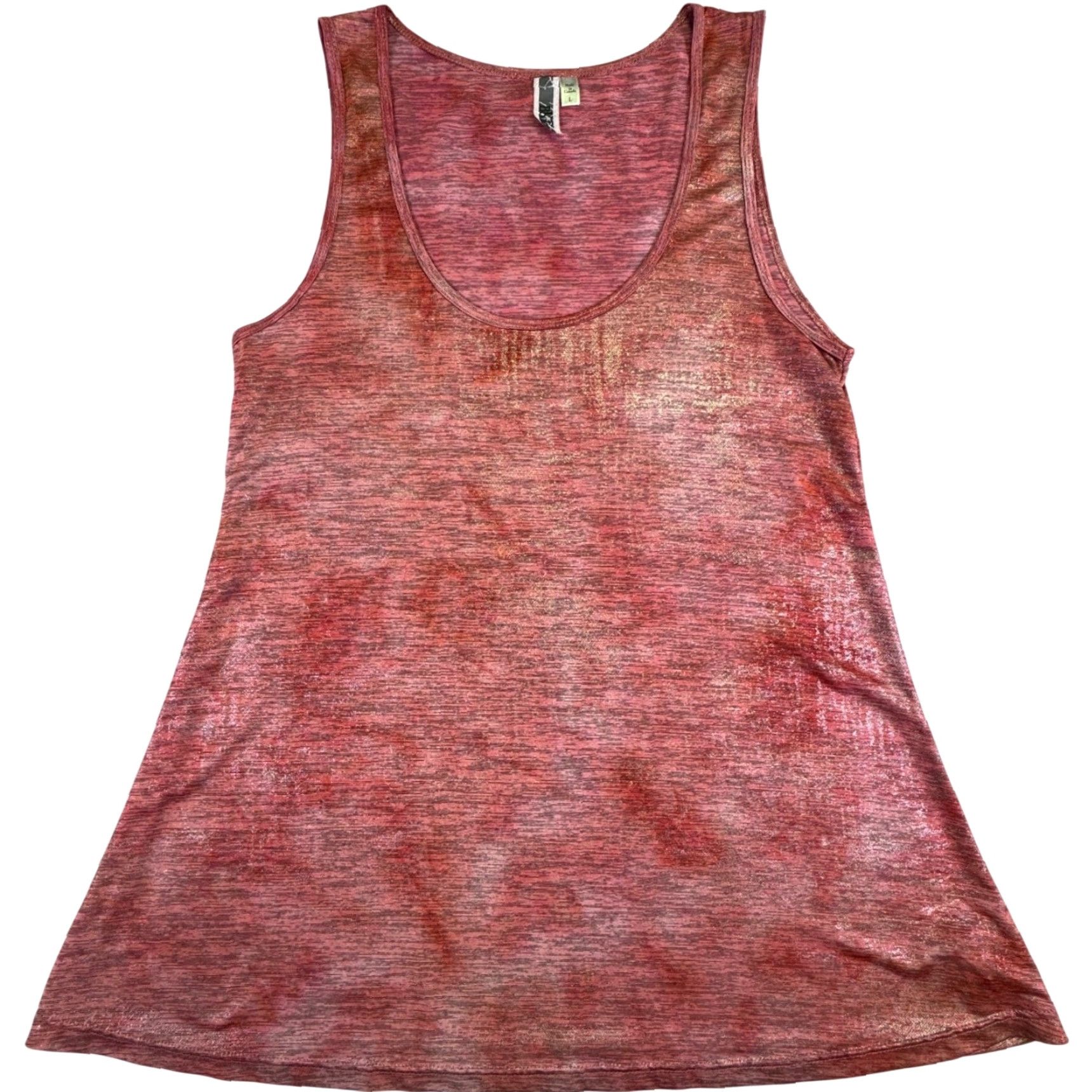 BKE BKE Buckle Shirt Blouse Women's Large Red Metallic Foil Space Dye Tank Top Size L / US 10 / IT 46 - 2 Thumbnail