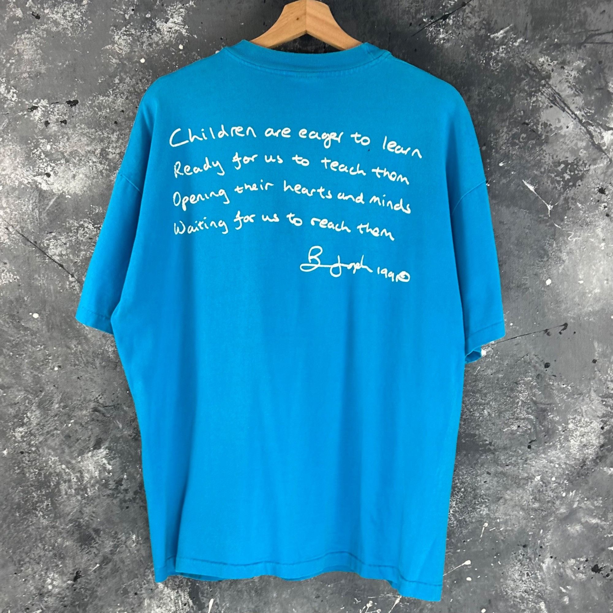 Vintage Vintage 1990’s All Children can learn art blue shirt Size US XL / EU 56 / 4 - 2 Thumbnail