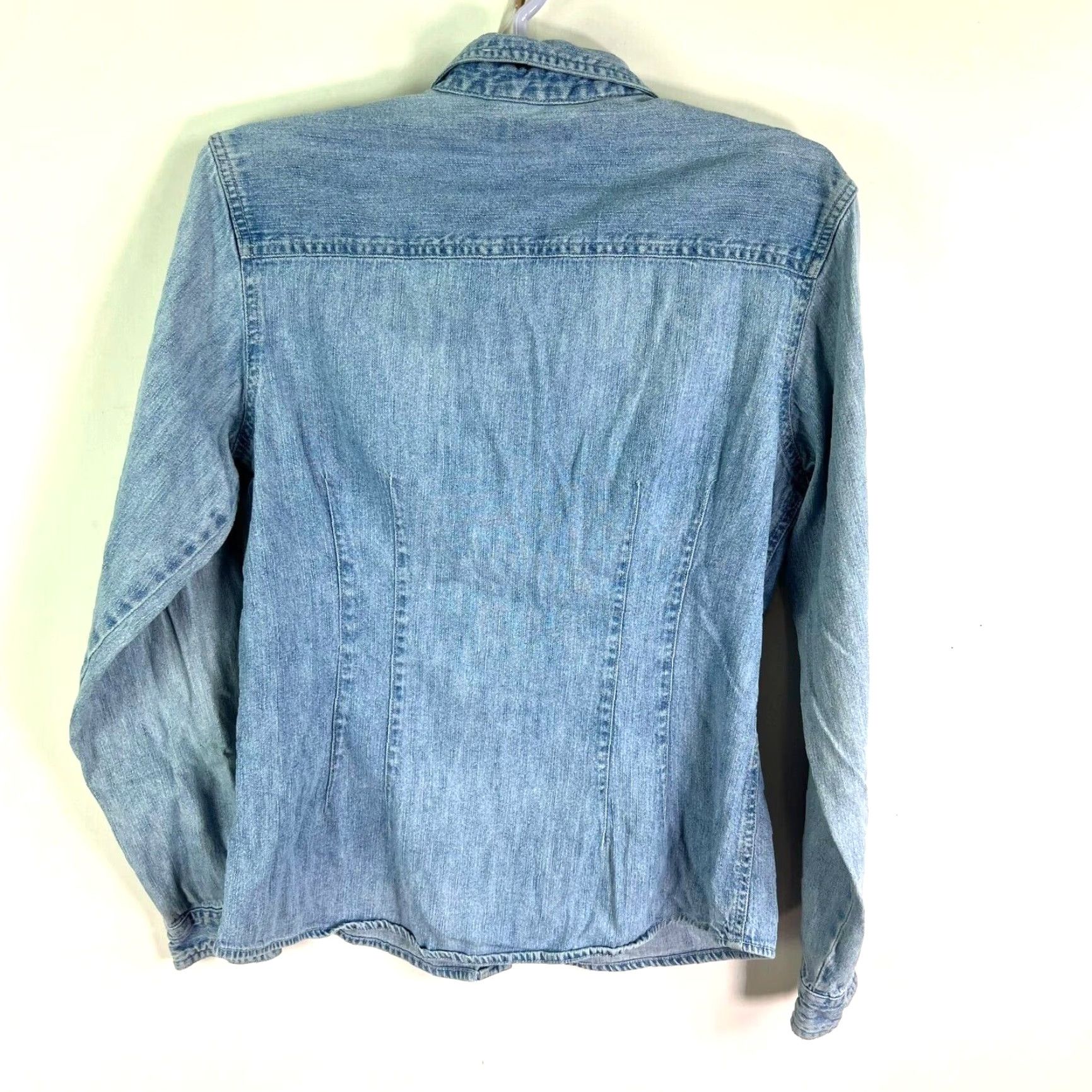 Denime VINTAGE County Seat Western Denim Shirt Womens M Blue Long Sleeve Button-Up Classic Fit Size M / US 6-8 / IT 42-44 - 7 Thumbnail