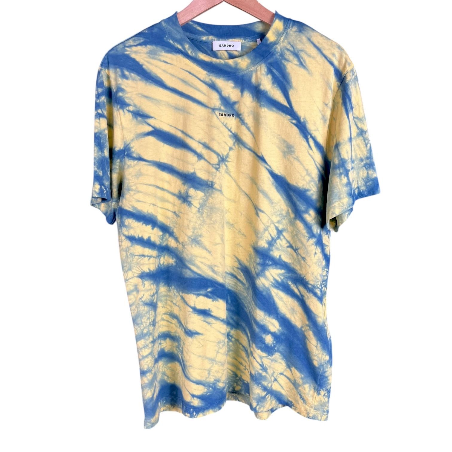 Sandro Blue & Green Tie-Dye Logo T-Shirt - L - $165 retail