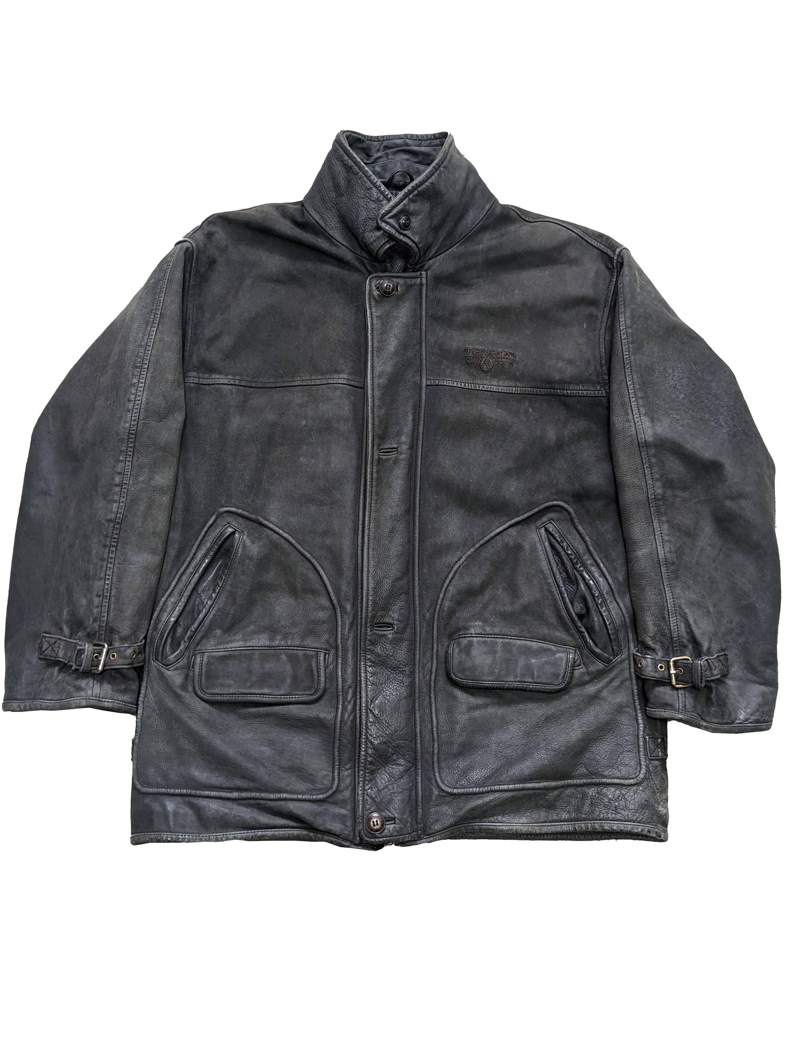 Japanese Brand Vtg Distressed Leather Jacket Japanese Tenson Issey Miyake Size US XL / EU 56 / 4 - 2 Thumbnail