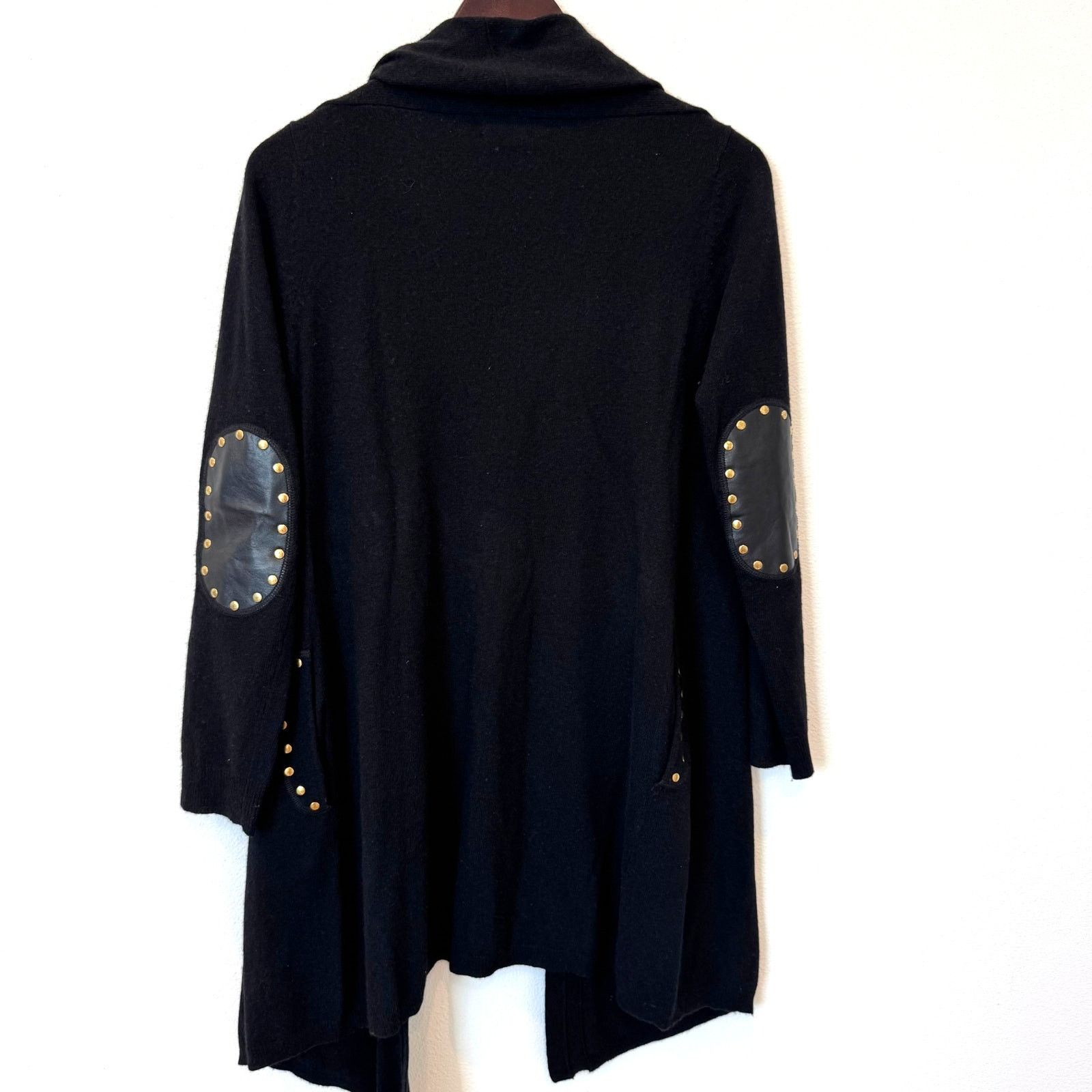 Sandro Sandro Studded Elbow Patch Black Wool/Cashmere Cardigan Size M / US 6-8 / IT 42-44 - 2 Thumbnail