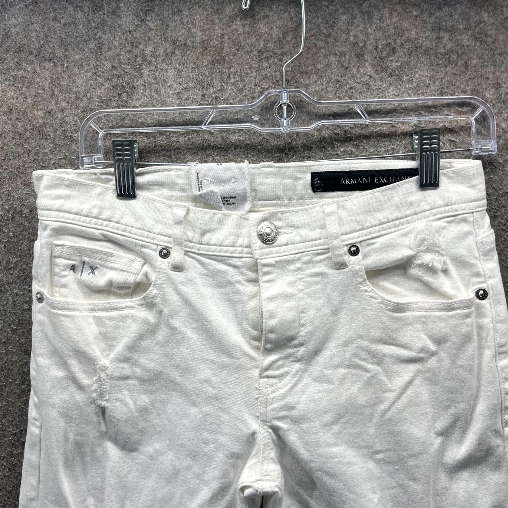 Armani Exchange Armani Exchange Jeans Mens 30R White Slim Distressed Denim 5-Pocket Zip Fly Modern Look Pants Mens Size US 30 / EU 46 - 5 Thumbnail