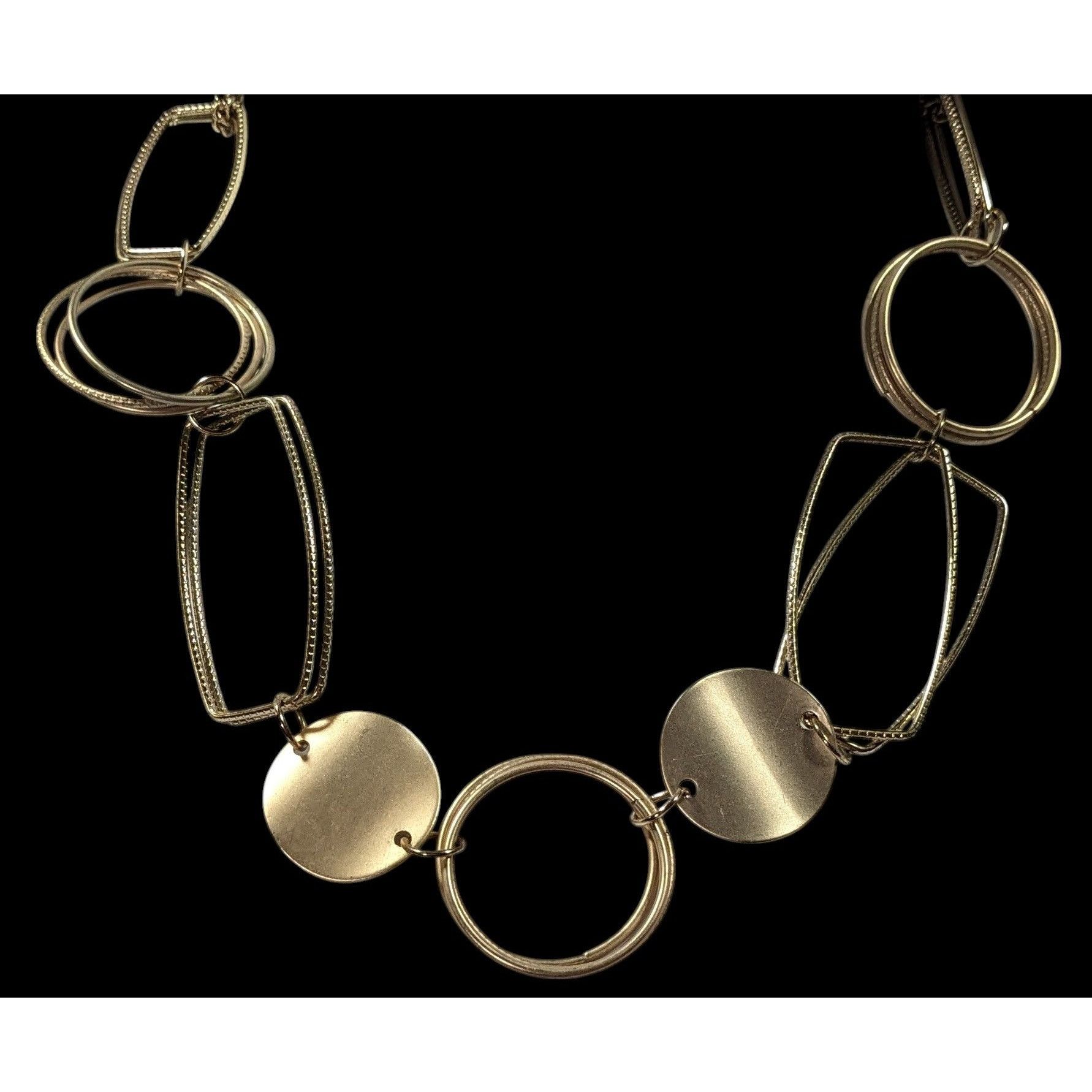 Other Modern Geometric Gold Tone Link And Disc Necklace Size ONE SIZE - 2 Thumbnail