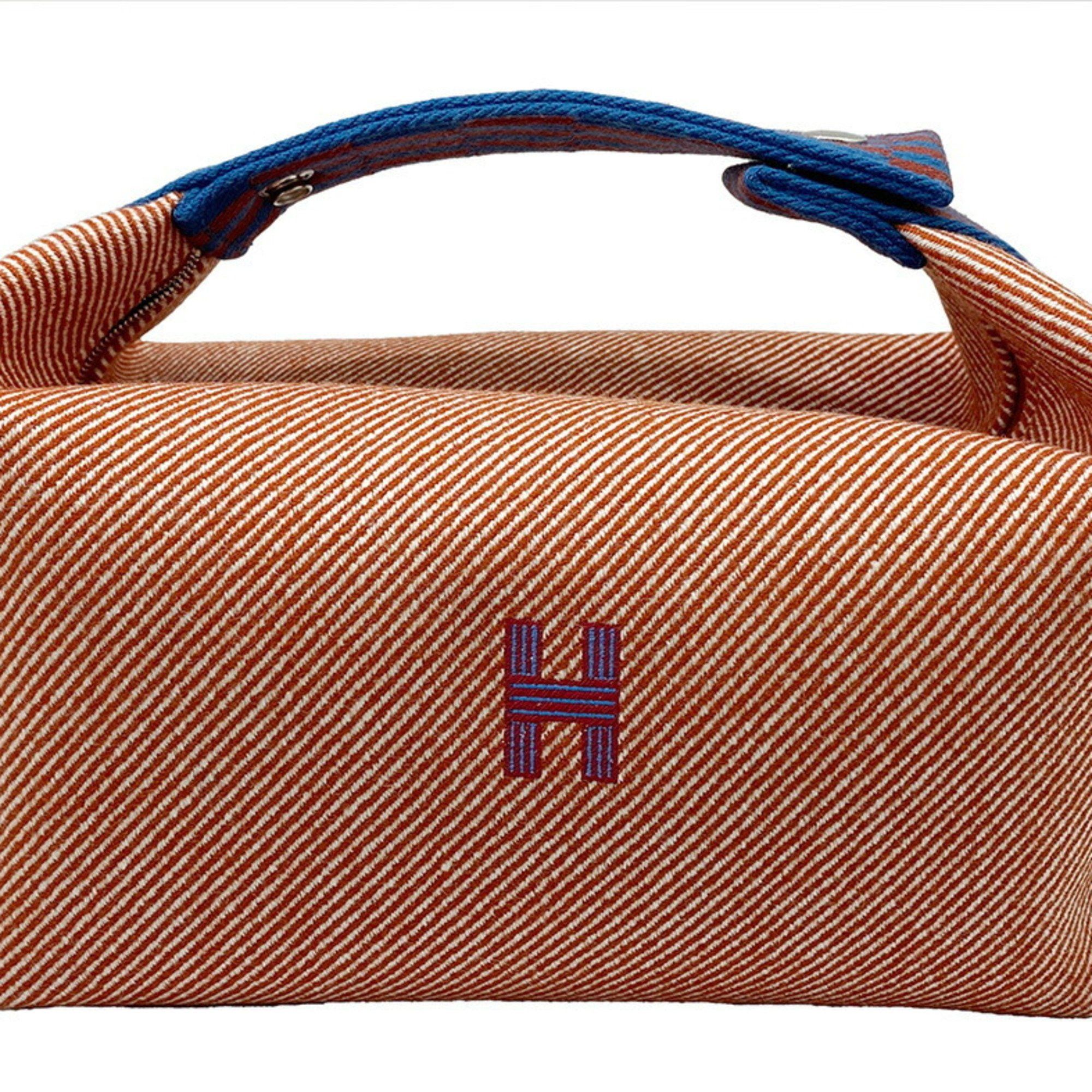 image of Hermes Brid A Black Gm Handbag Pouch Tometto Red Blue Canvas Wool Hermes Women's